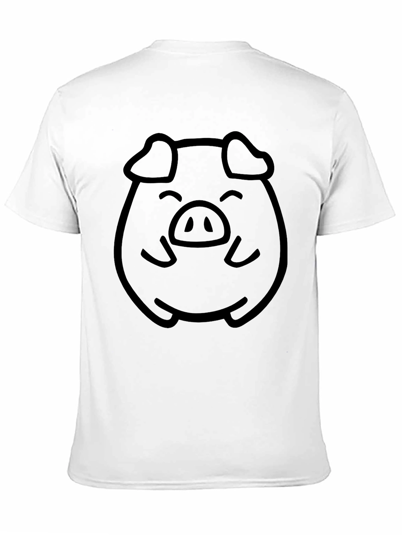 Black Cute Pig Face Graphic Tee - Unisex Black T-Shirt view 11