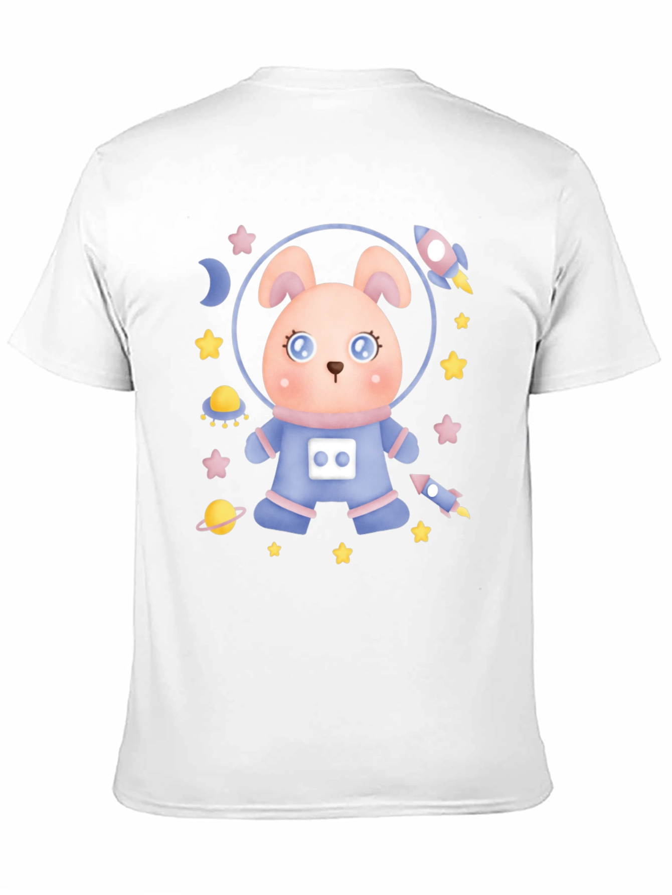 Black Cute Astronaut Rabbit T-Shirt view 11