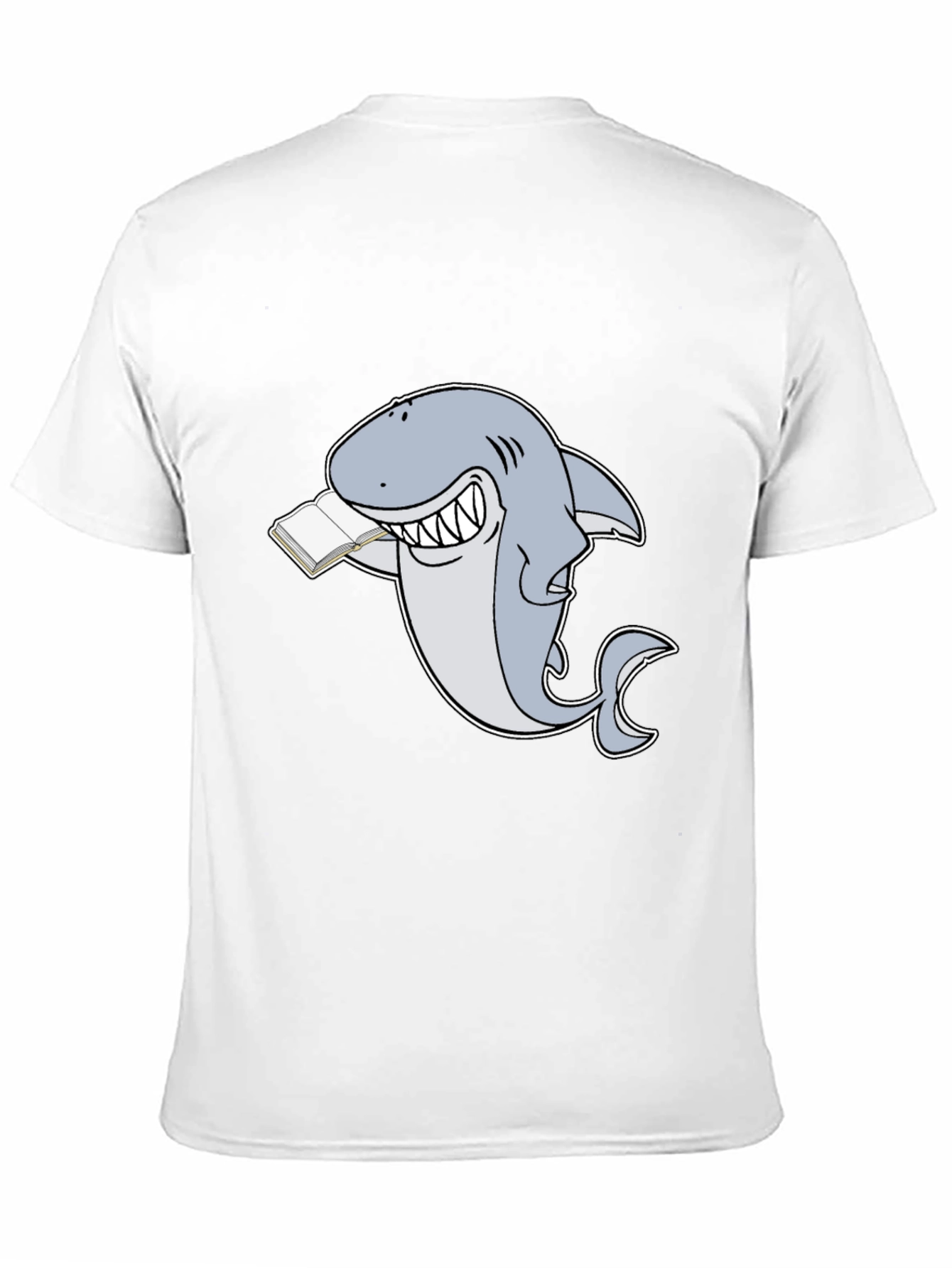 Black Funny Reading Shark T-Shirt - Black view 11