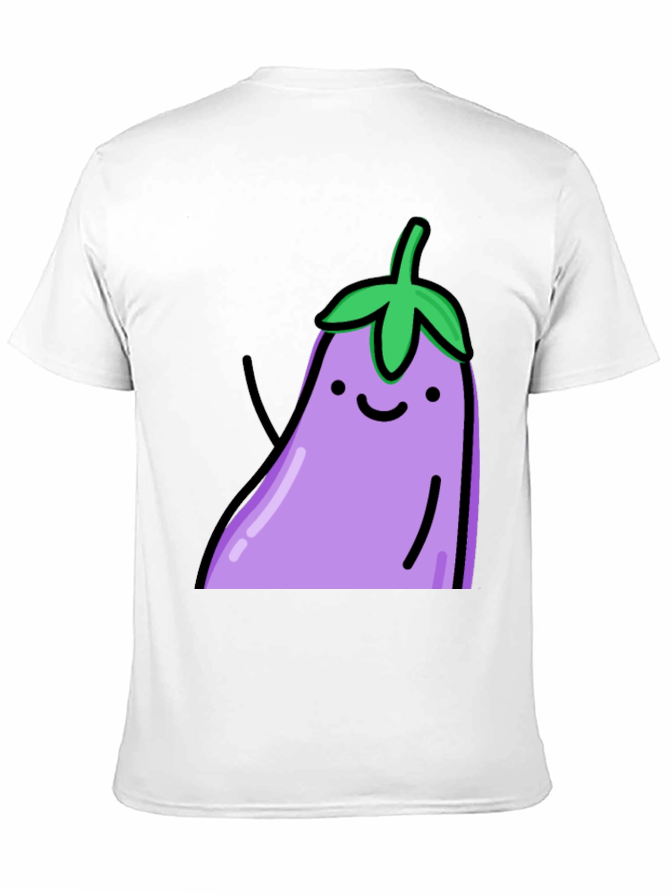 Black Cute Eggplant Graphic Print Black T-Shirt view 11