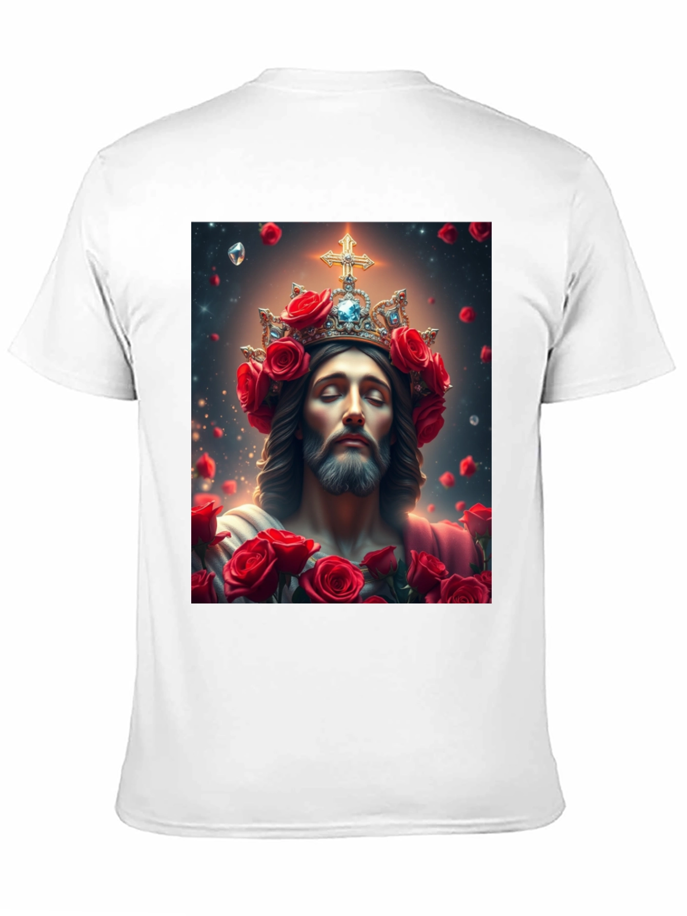 Black Jesus with Roses Graphic T-Shirt - Divine Apparel view 11