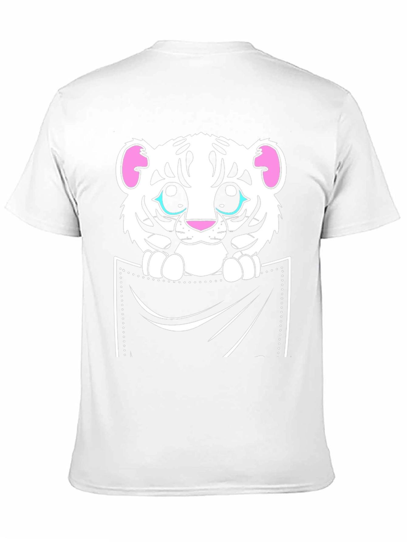 Black Cute White Tiger Pocket T-Shirt view 11