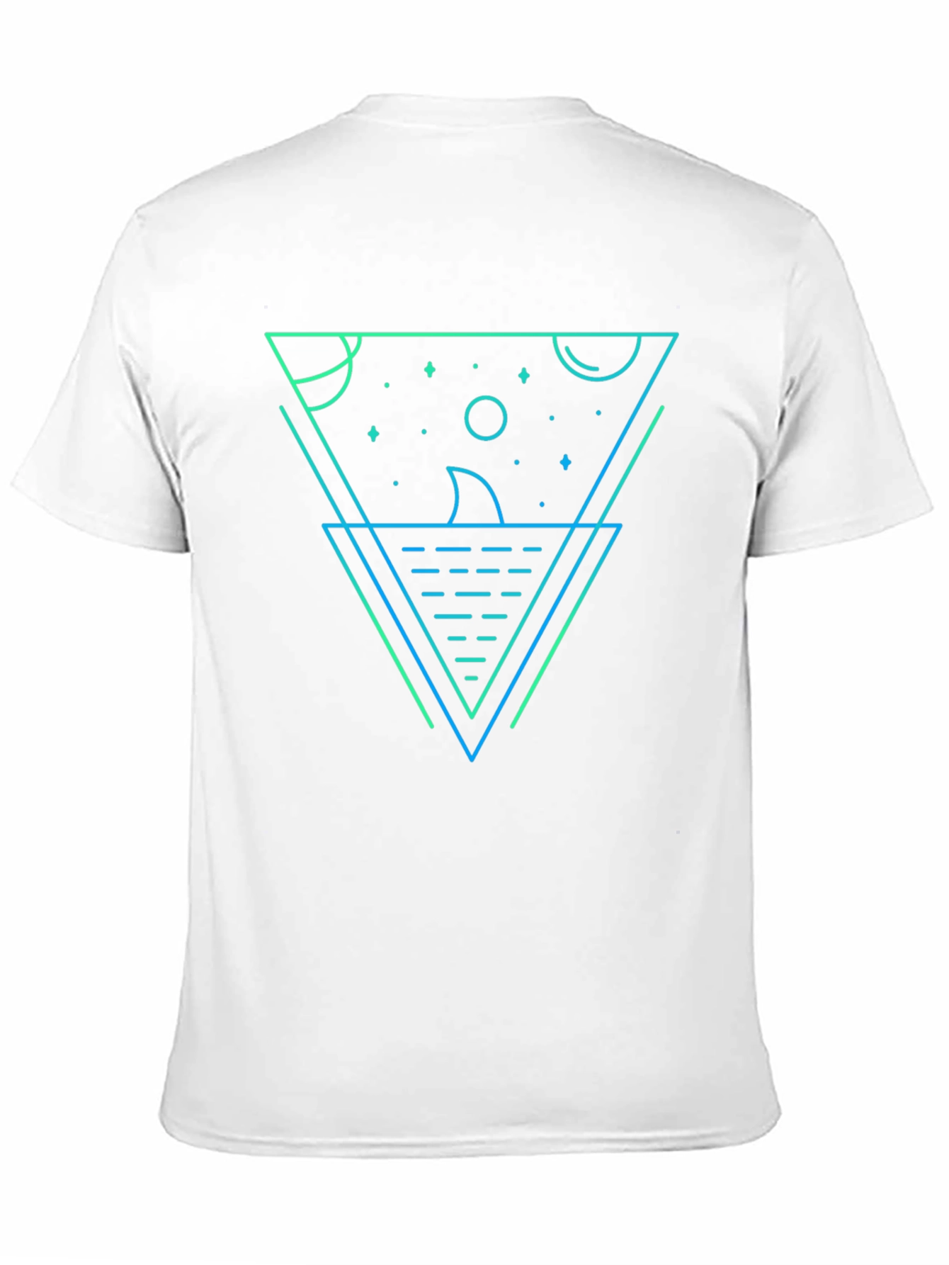 Black Geometric Shark Graphic Tee - Black Cotton Blend view 11