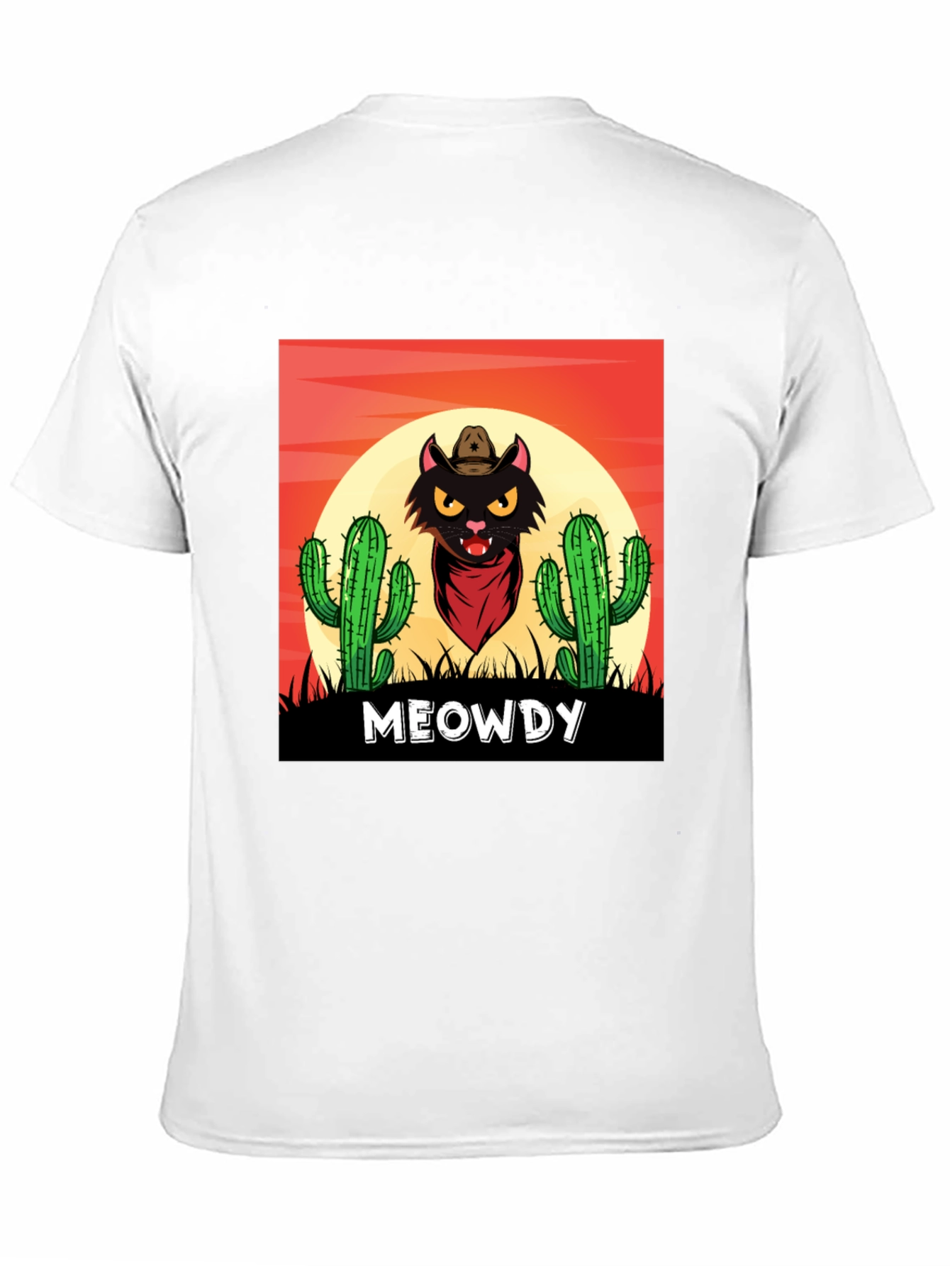 Black Meowdy Black Cat Cowboy Graphic T-Shirt view 11