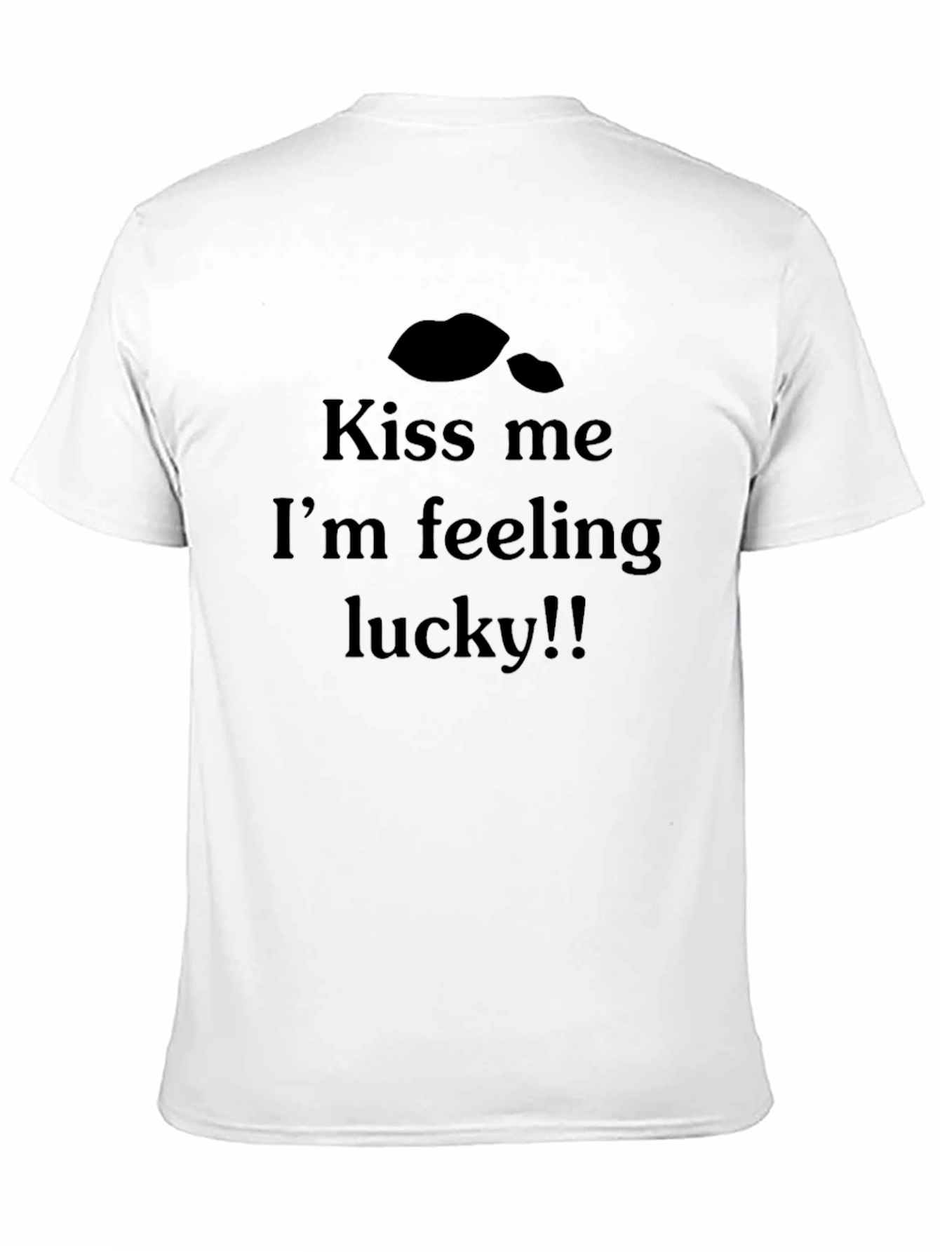 Black Kiss Me I'm Feeling Lucky Men's Black T-Shirt view 11