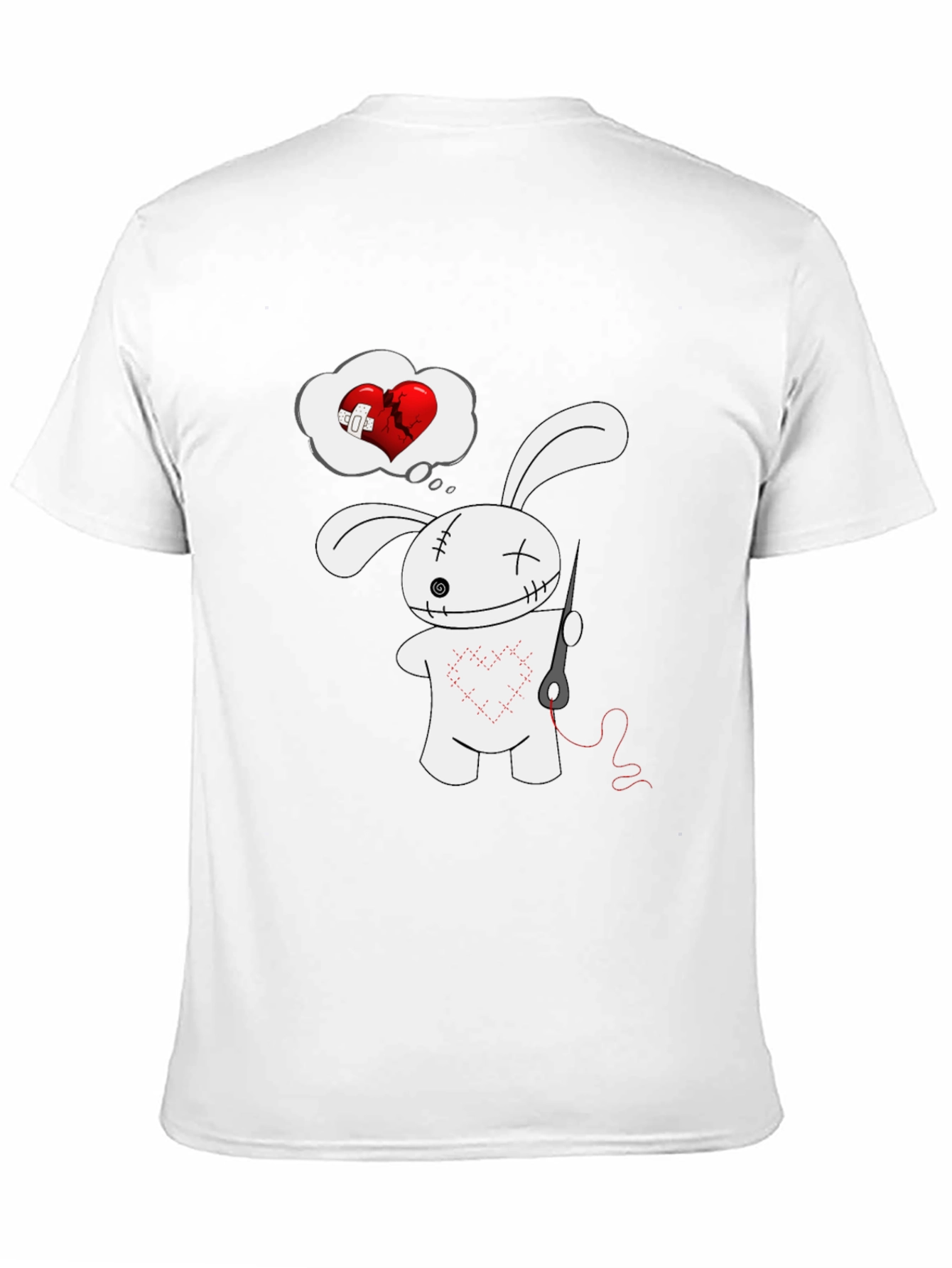 Black Stitched Heart Bunny Graphic Tee - Black Cotton Shirt view 11