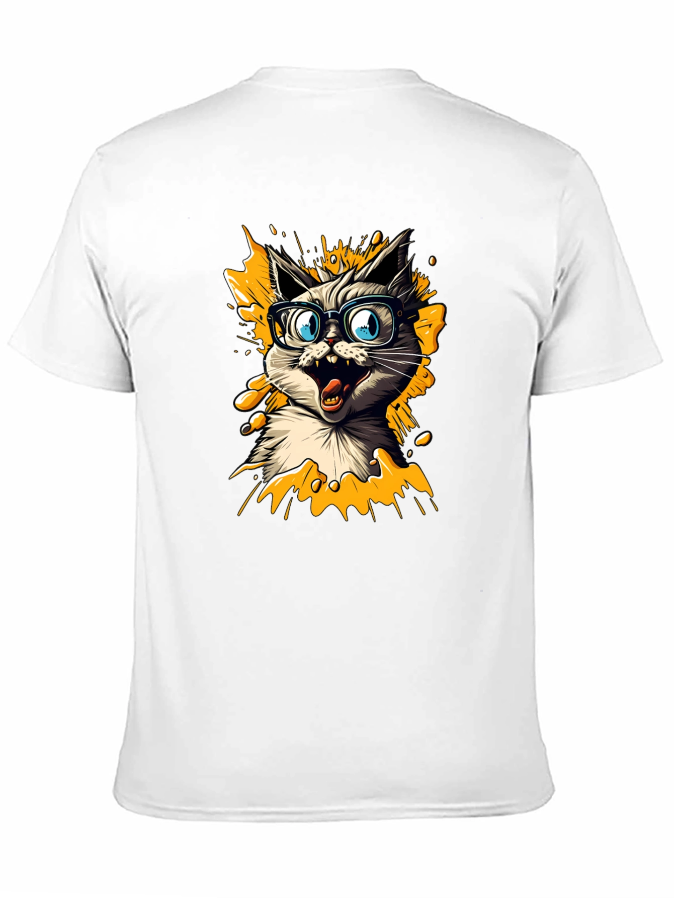 Black Cat Nerd Graphic Tee - Men's Black T-Shirt view 11
