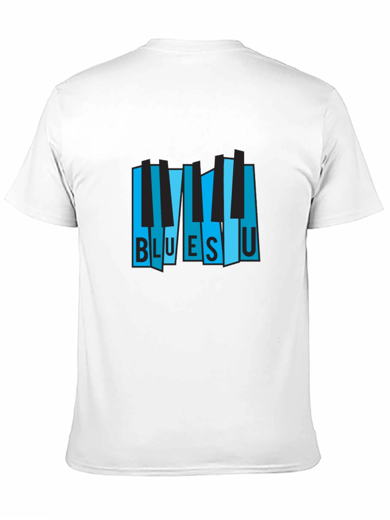 Black Blues U Piano Keys Graphic Black T-Shirt view 11