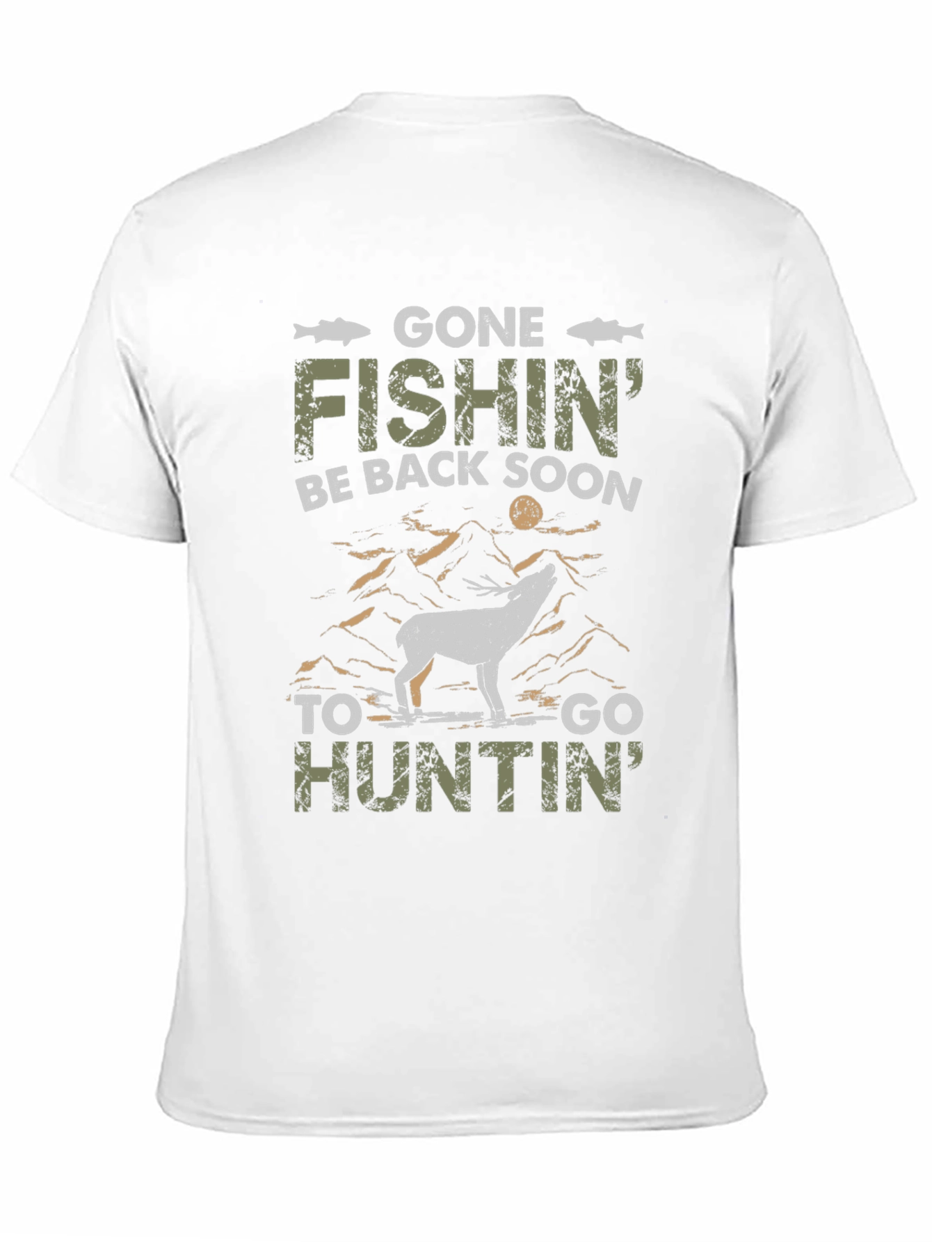Black Gone Fishin' Huntin' T-Shirt view 11