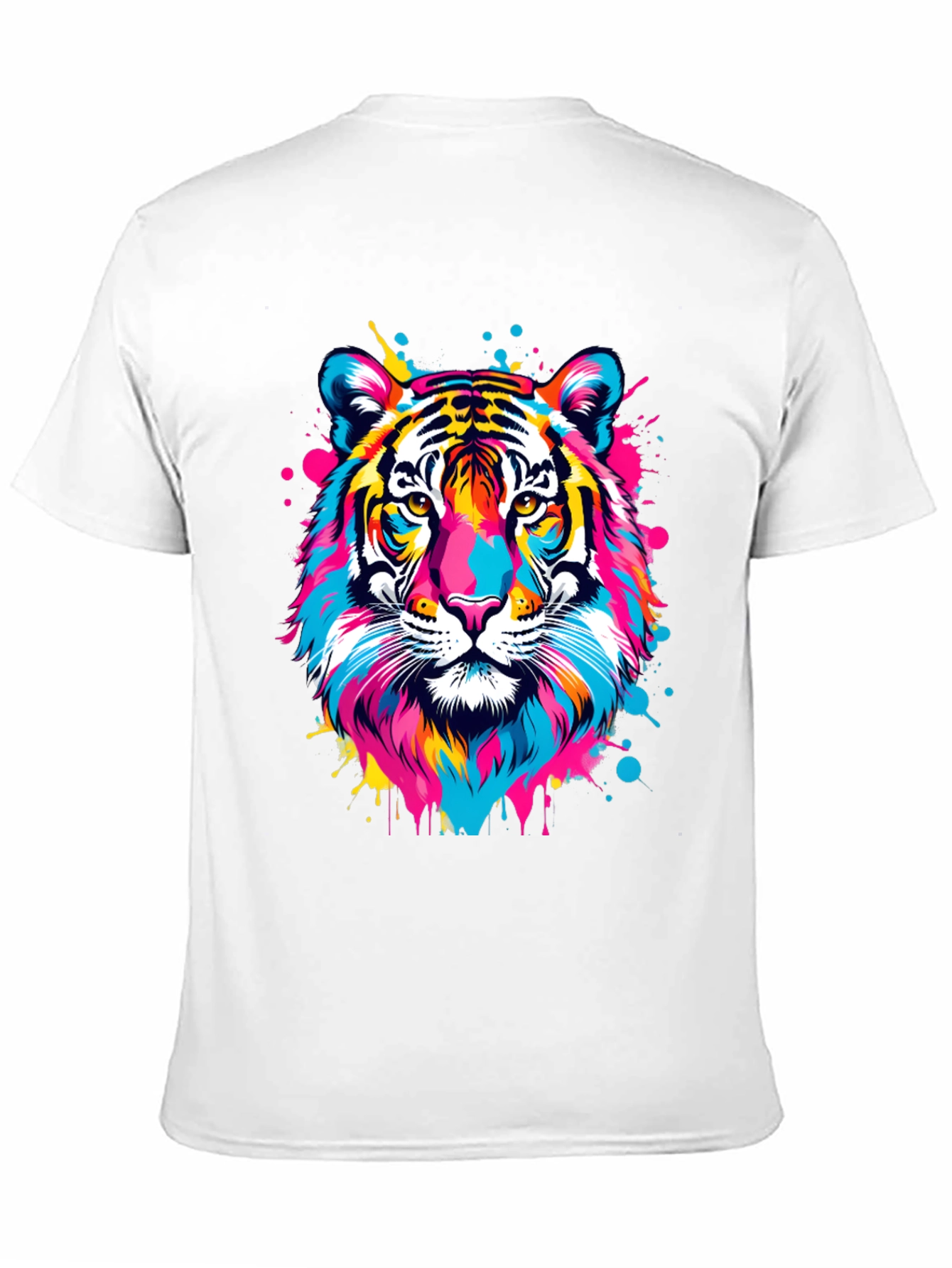 Black Colorful Tiger Graphic Print Black T-Shirt view 11