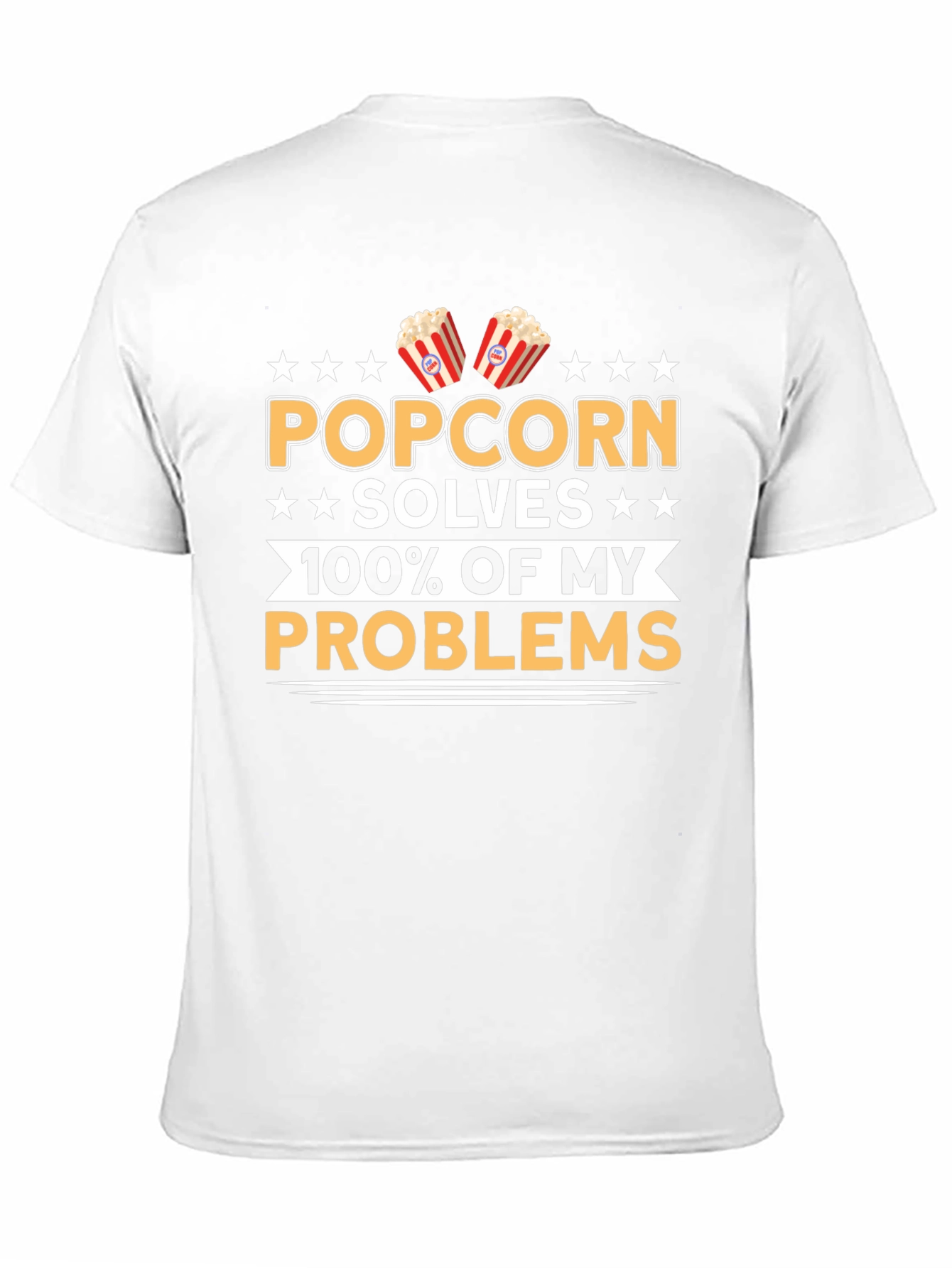 Black Popcorn Solves My Problems Funny T-Shirt view 11