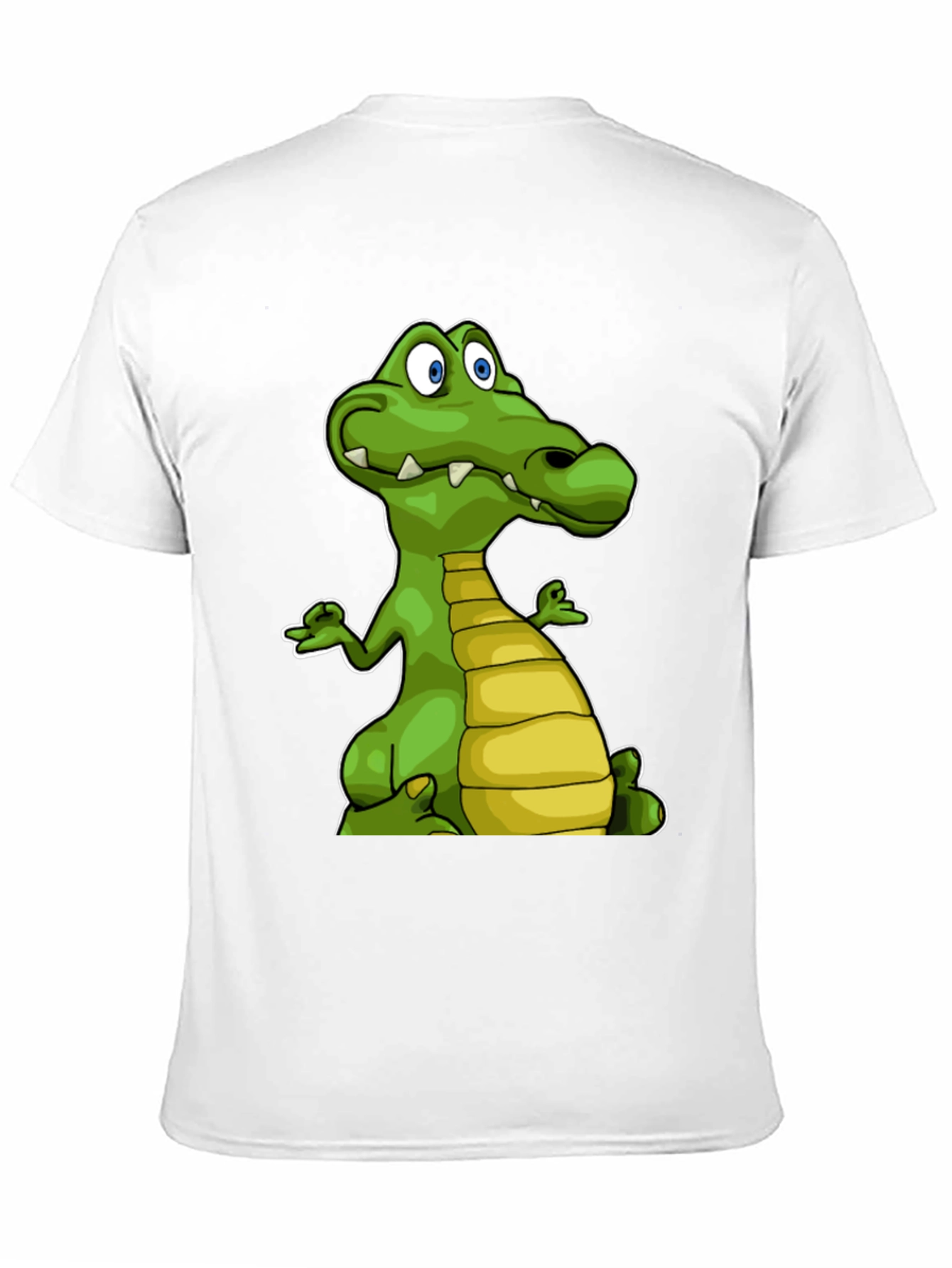 Black Cartoon Crocodile Graphic Tee - Black Cotton T-Shirt view 11