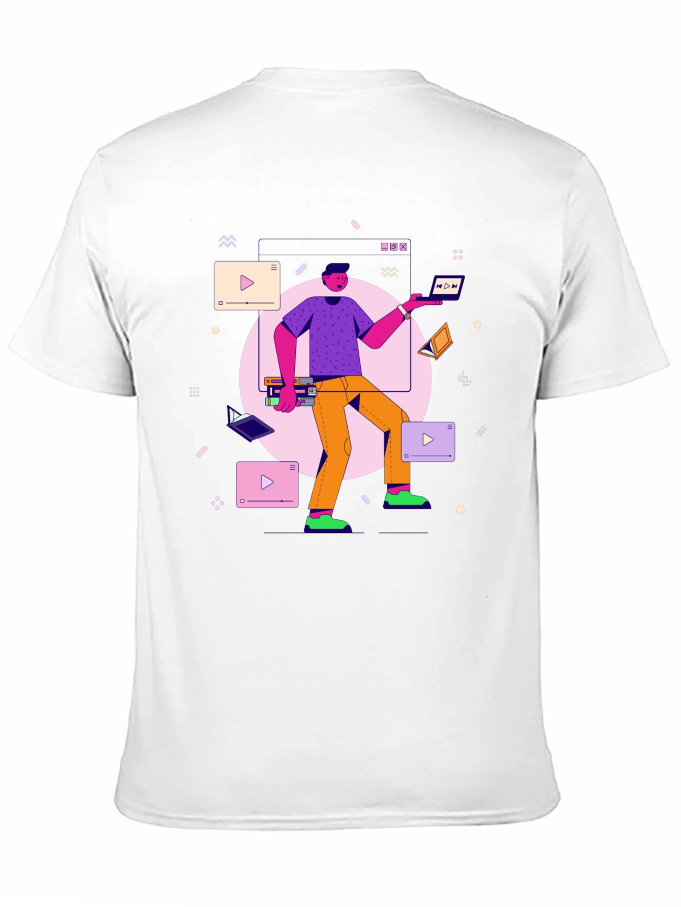 Black Trendy Techie Graphic Tee - Black Cotton Blend view 11