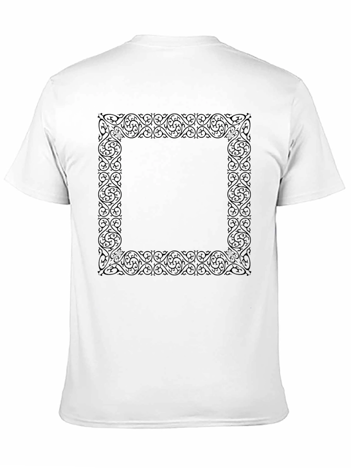 Black Men's Black Tee with Ornate Square Graphic view 11