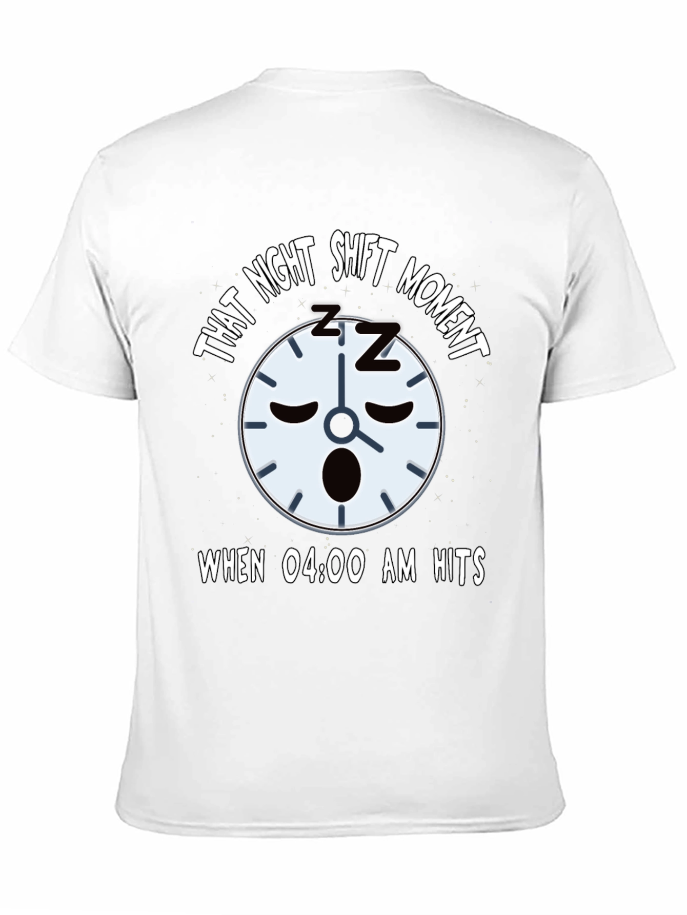 Black Night Shift Sleepy Clock T-Shirt view 11