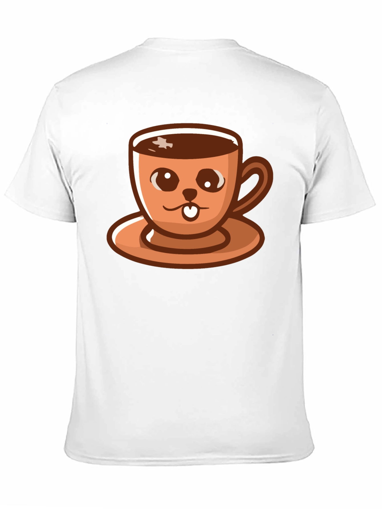 Black Cute Coffee Cup Cartoon T-Shirt view 11
