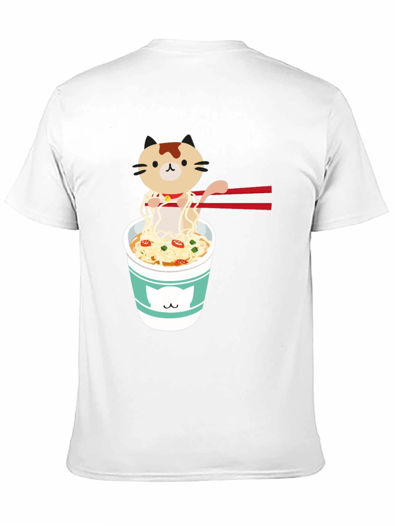 Black Cute Cat Ramen T-Shirt view 11
