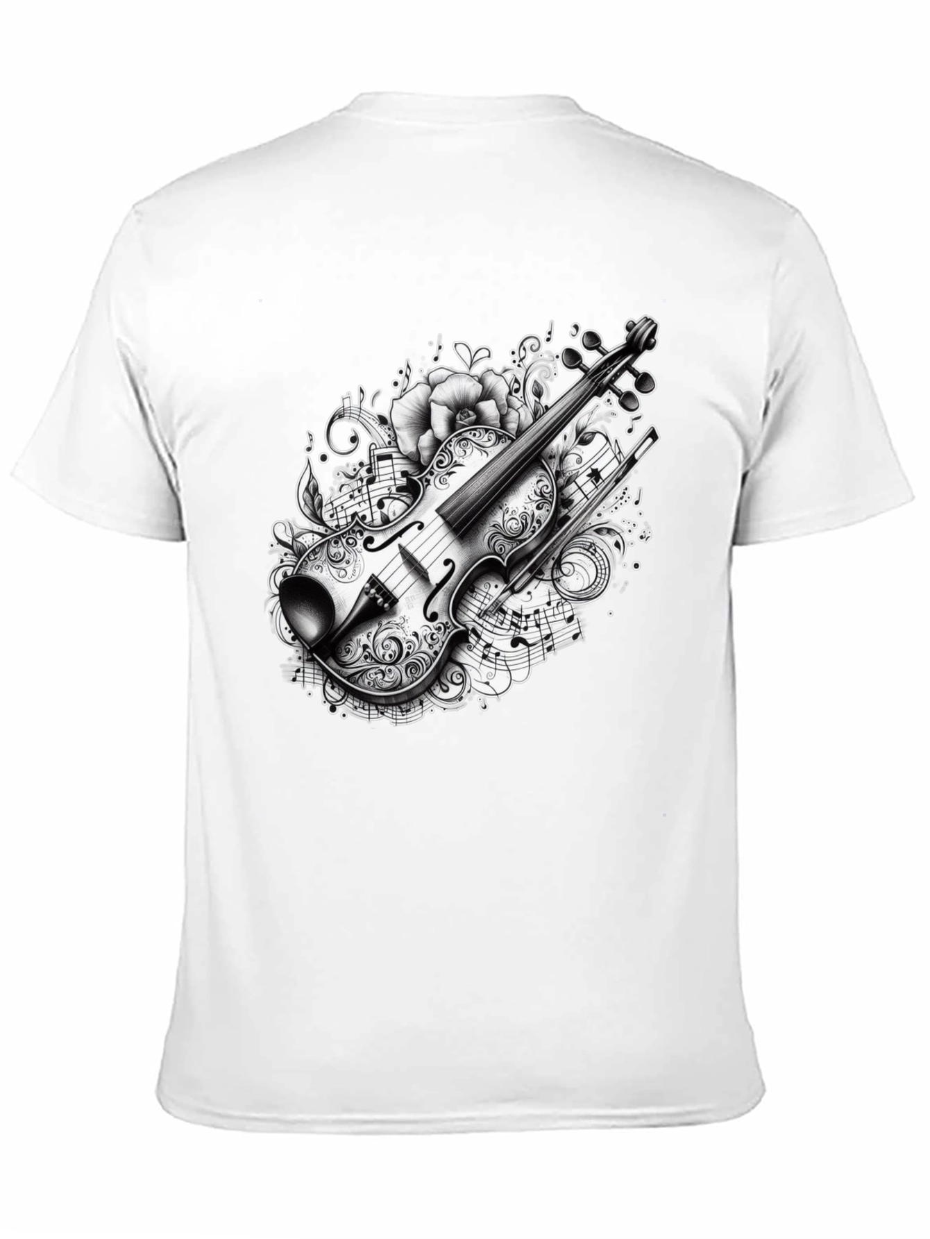 Black Musical Violin Graphic T-Shirt view 11