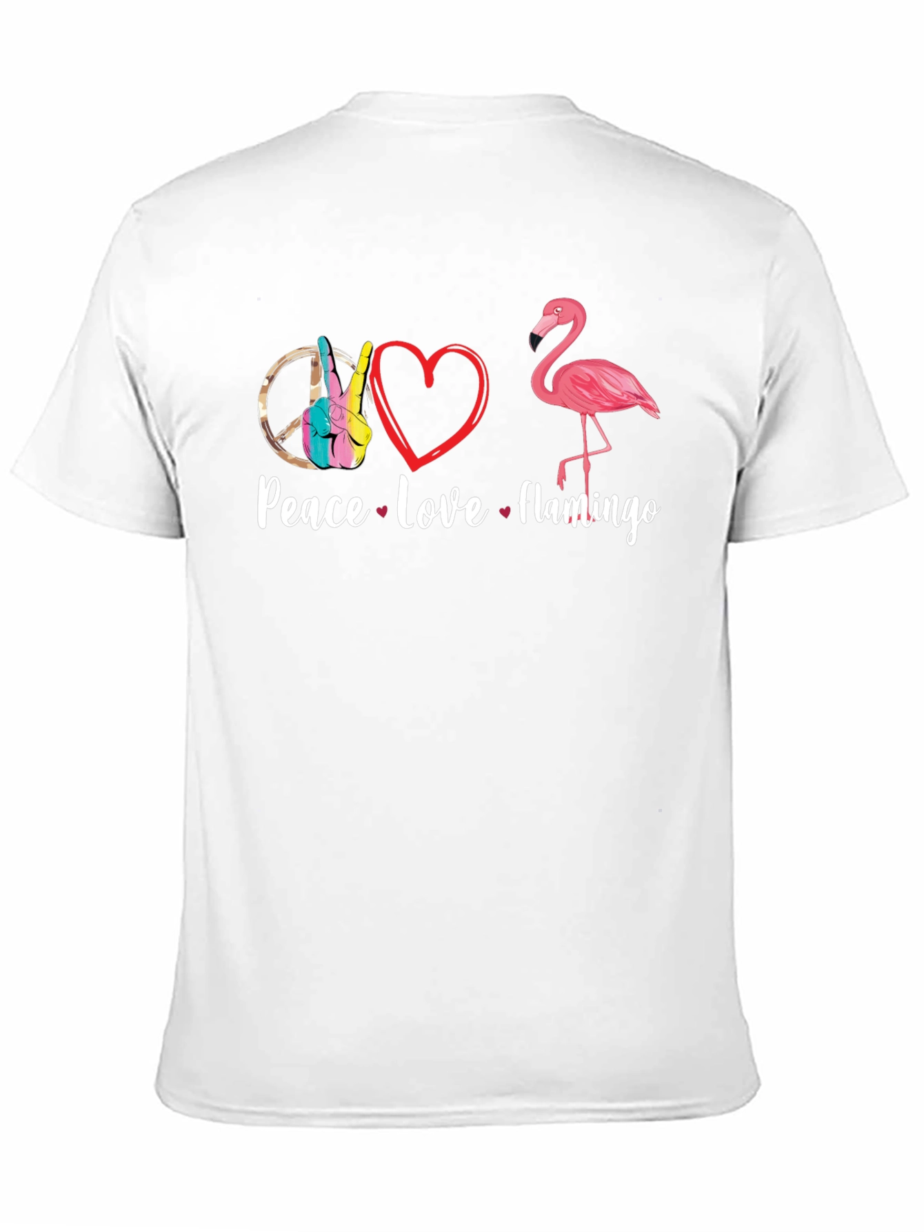 Black Peace Love Flamingo T-Shirt - Fun Graphic Tee view 11