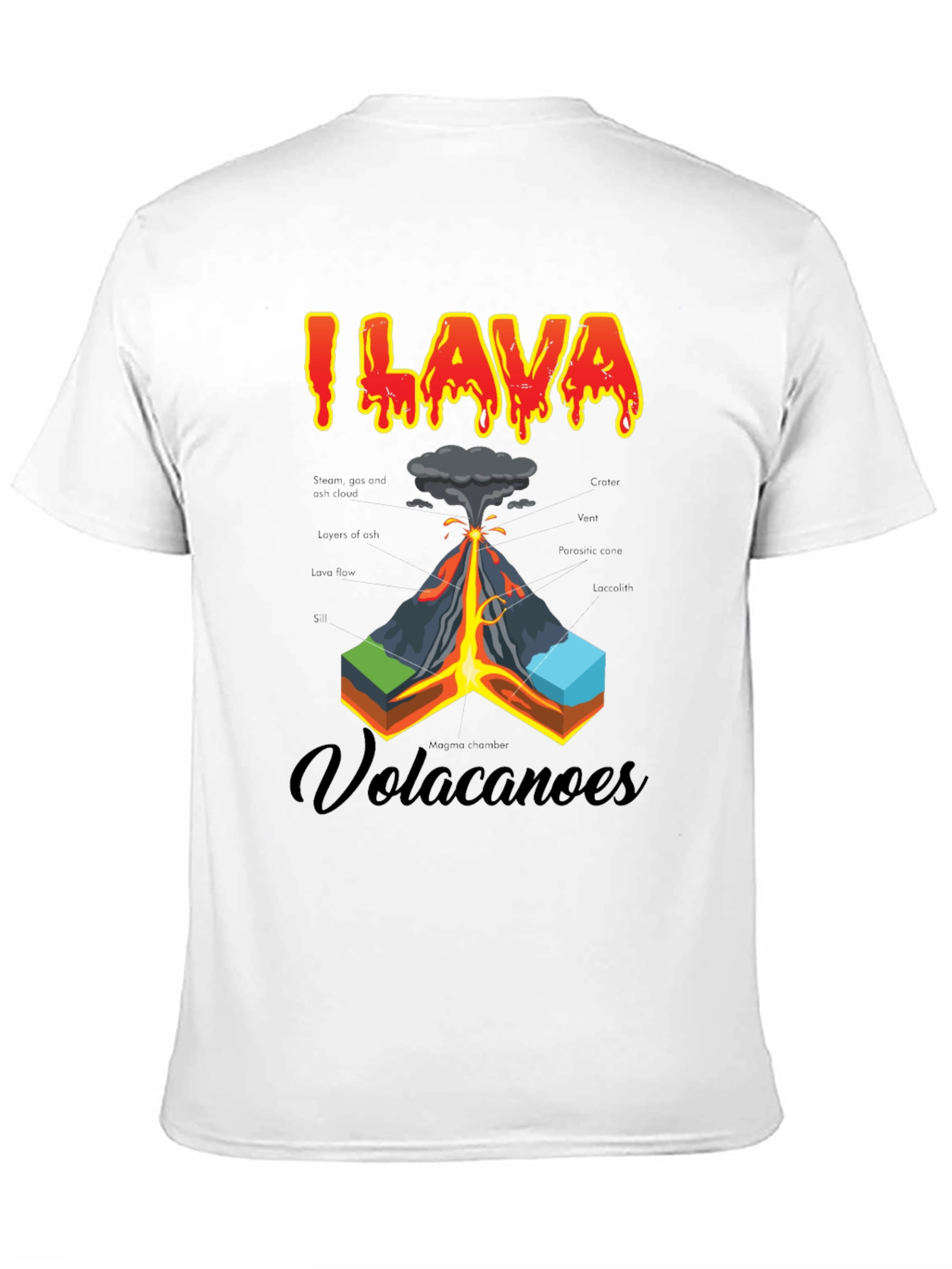 Black I Lava Volcanoes T-Shirt - Funny Graphic Tee view 11
