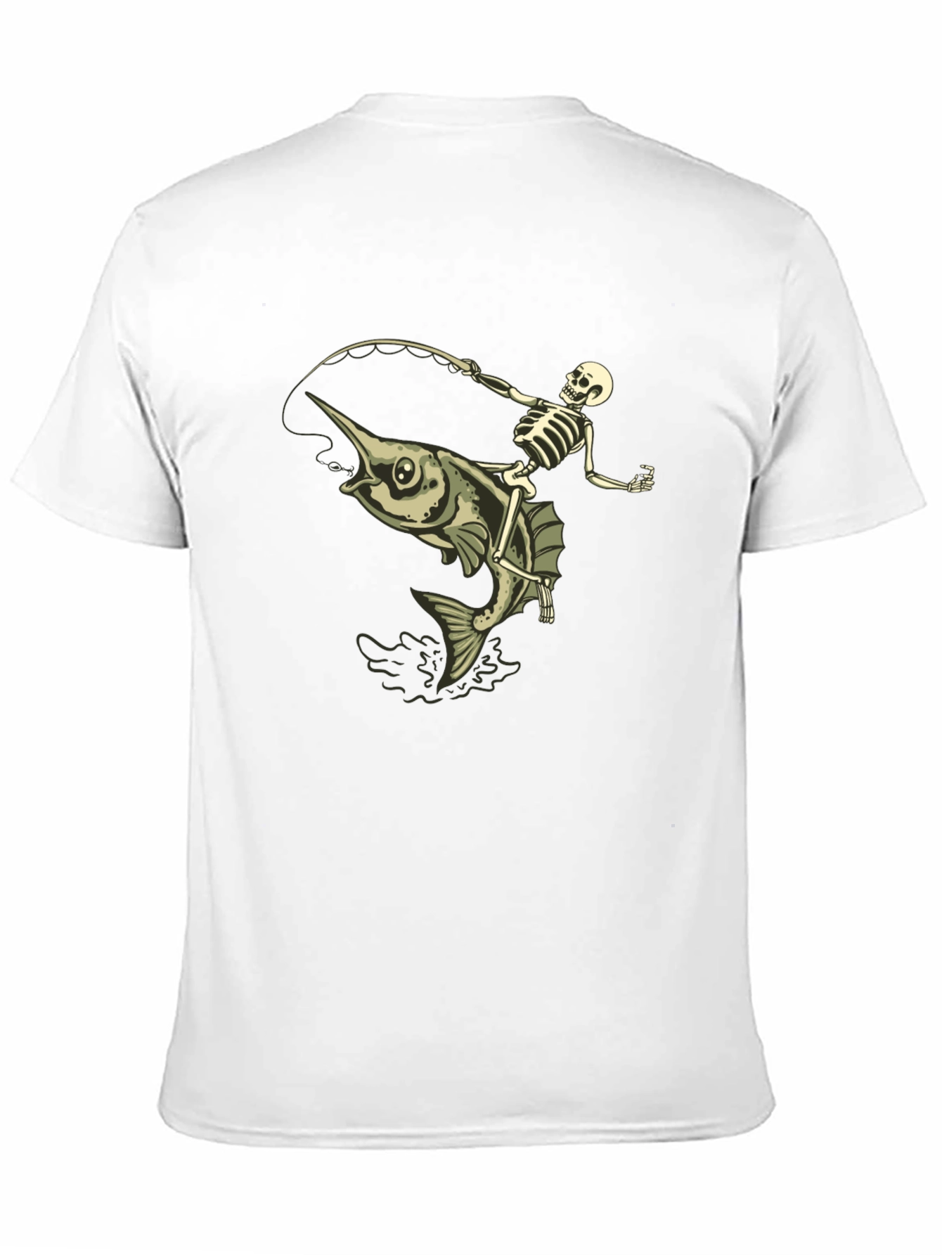 Black Skeleton Fishing Marlin T-Shirt - Black Cotton view 11
