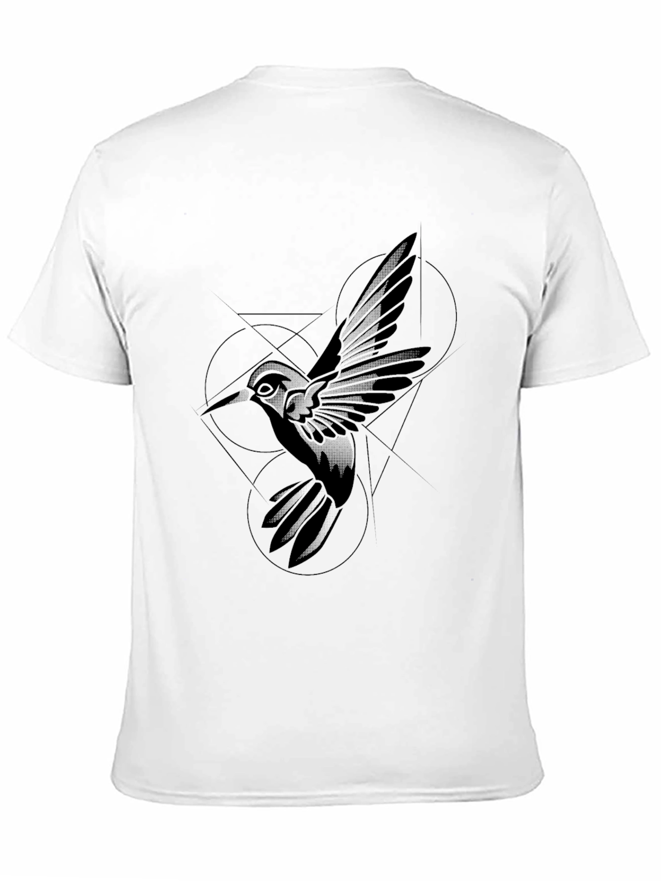 Black Geometric Hummingbird Black T-Shirt view 11