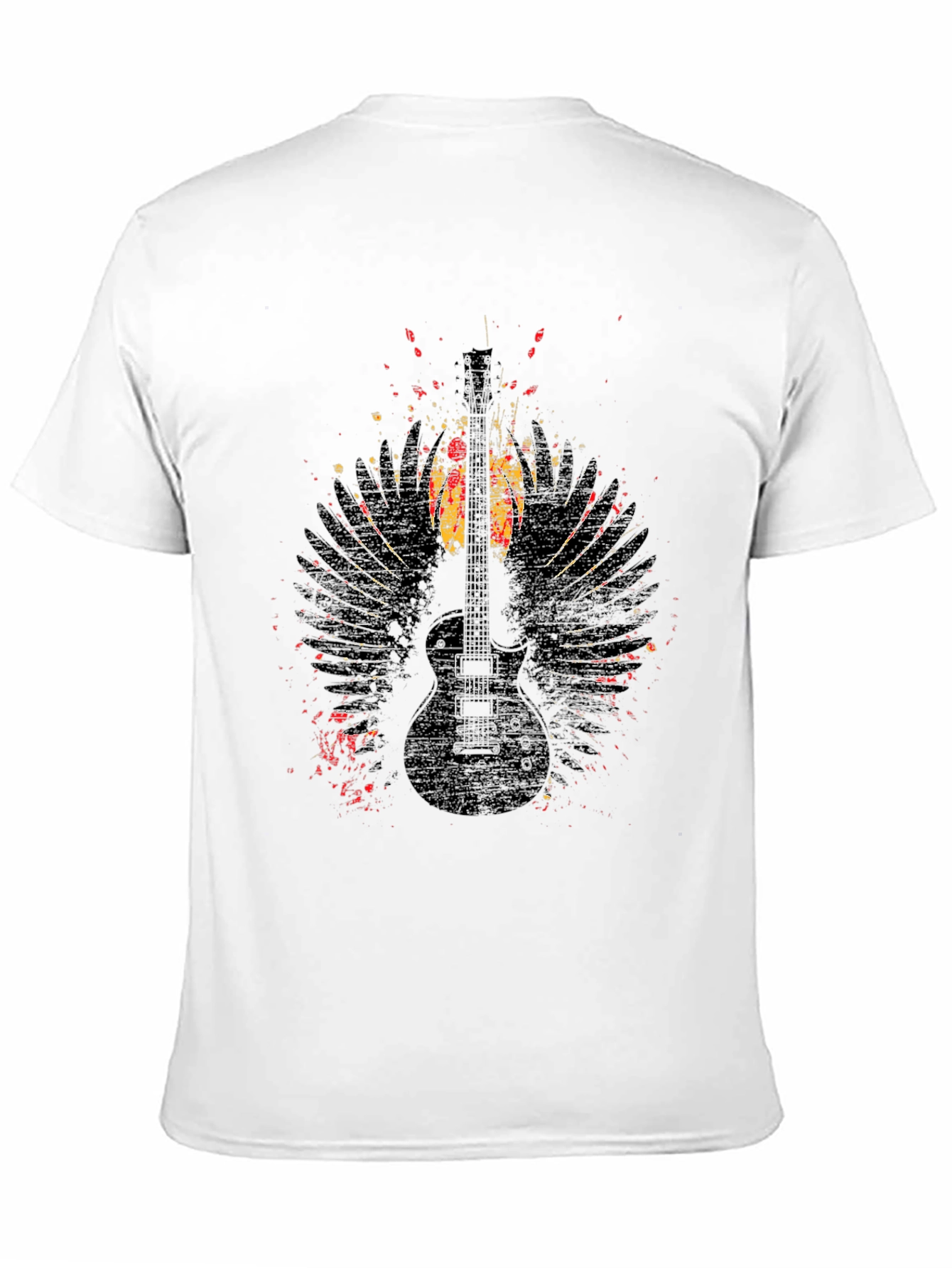 Black Grunge Guitar Wings Graphic Tee - Rock Style Shirt view 11
