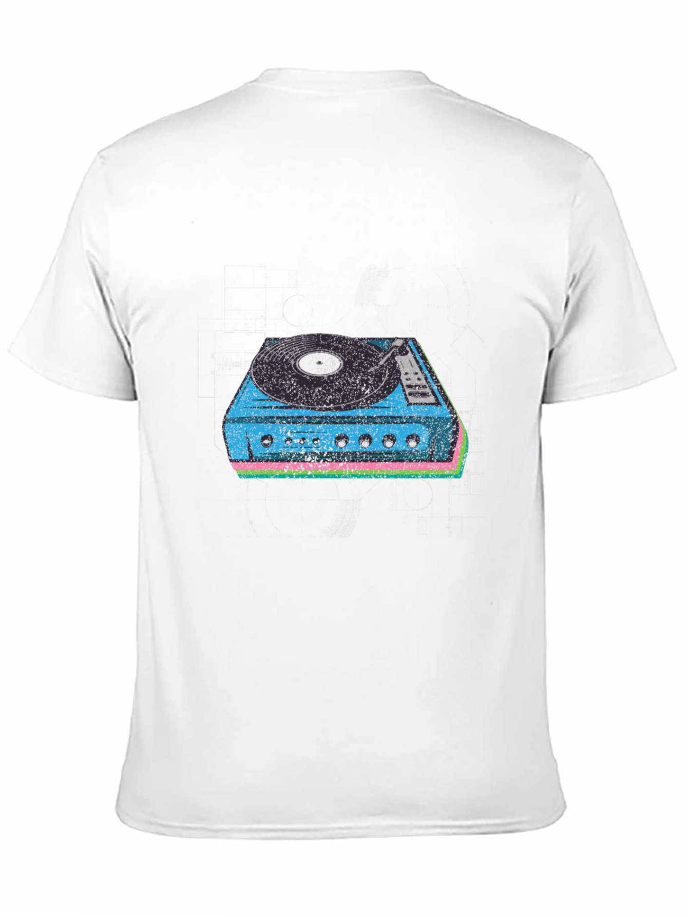 Black Retro Turntable Graphic Tee - Black Cotton Blend view 11