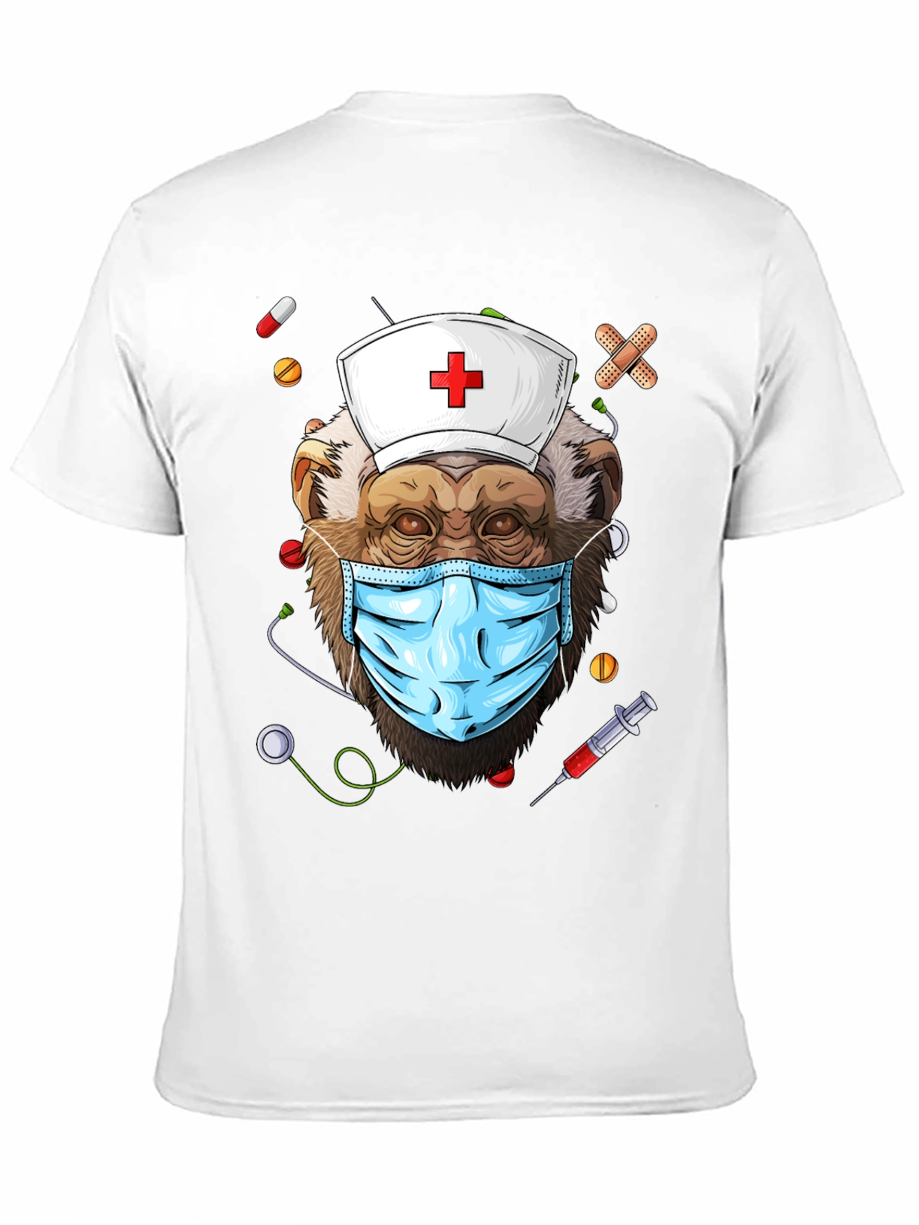 Black Nurse Monkey Graphic T-Shirt - Unique & Fun Design! view 11
