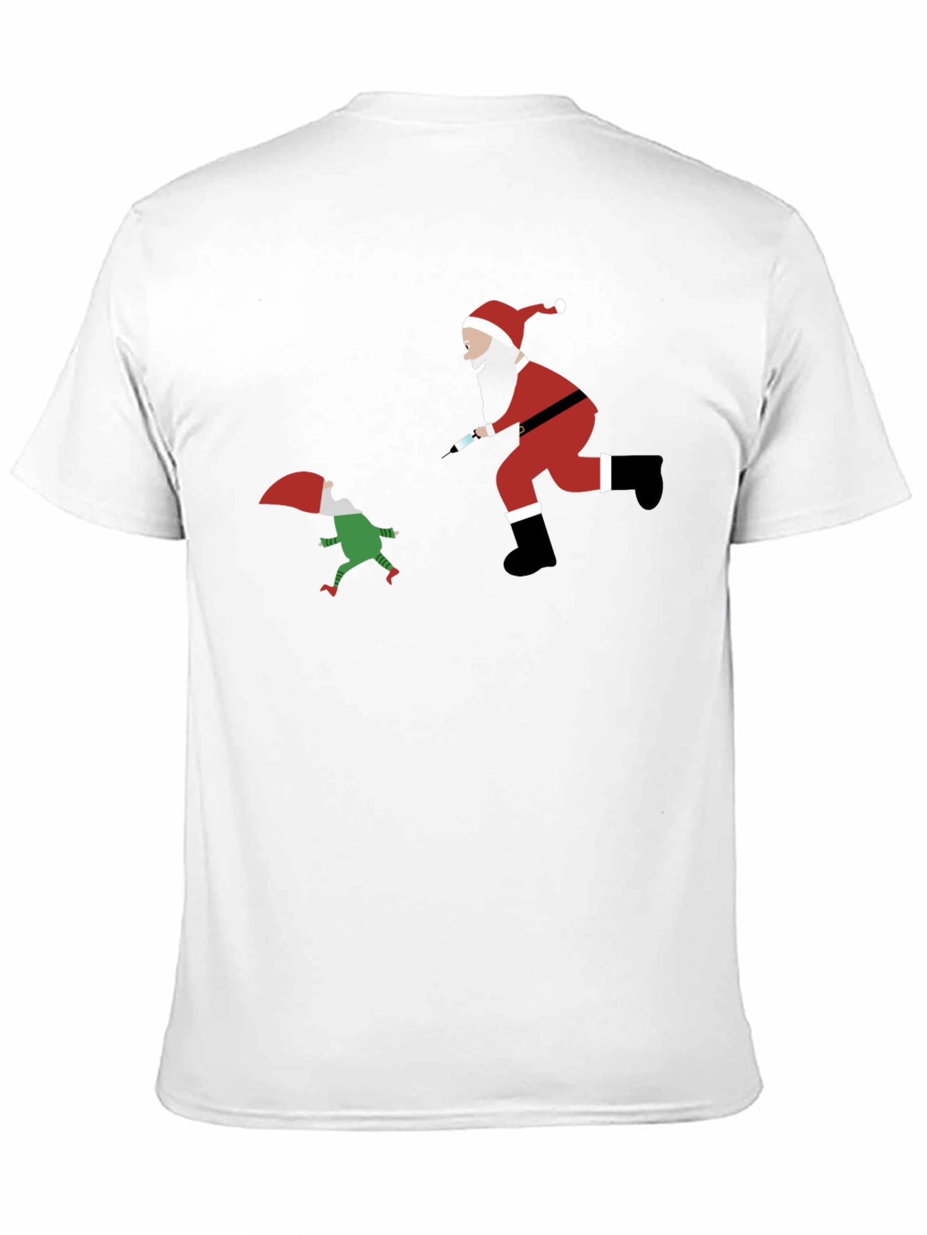 Black Santa Elf Syringe Black T-Shirt view 11