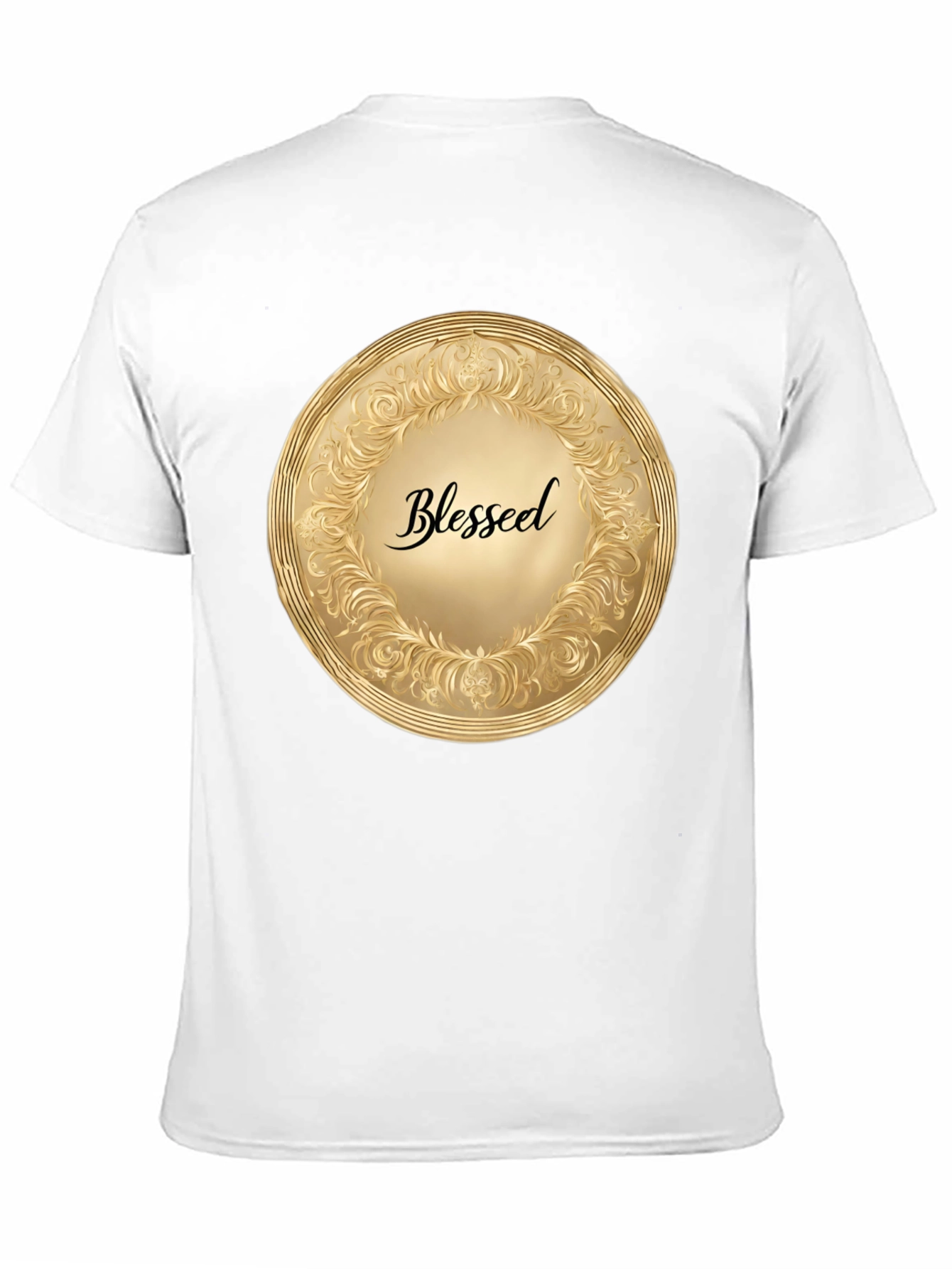 Black Blessed Gold Medallion Black T-Shirt view 11
