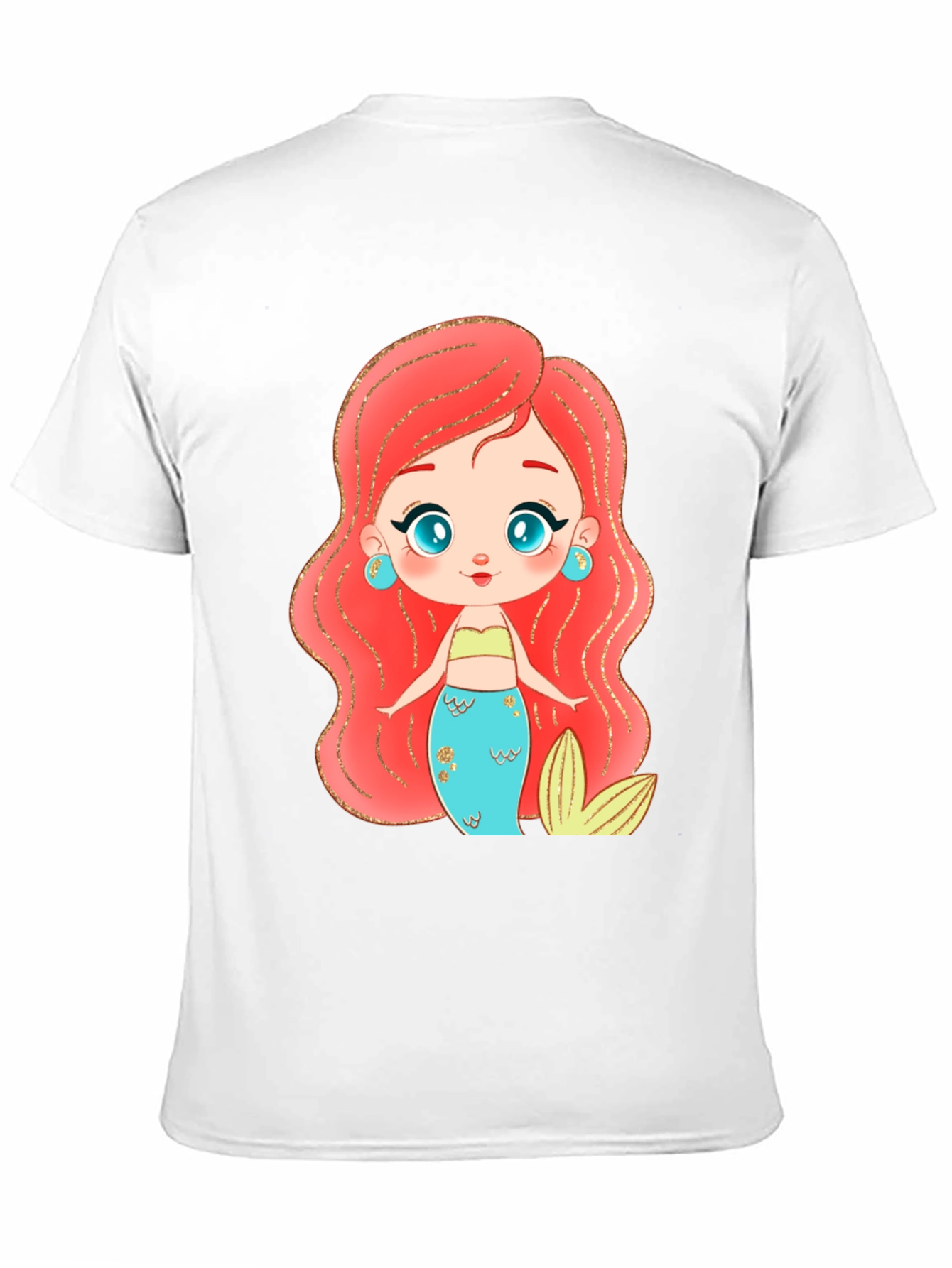 Black Mermaid Cartoon Graphic Black T-Shirt view 11