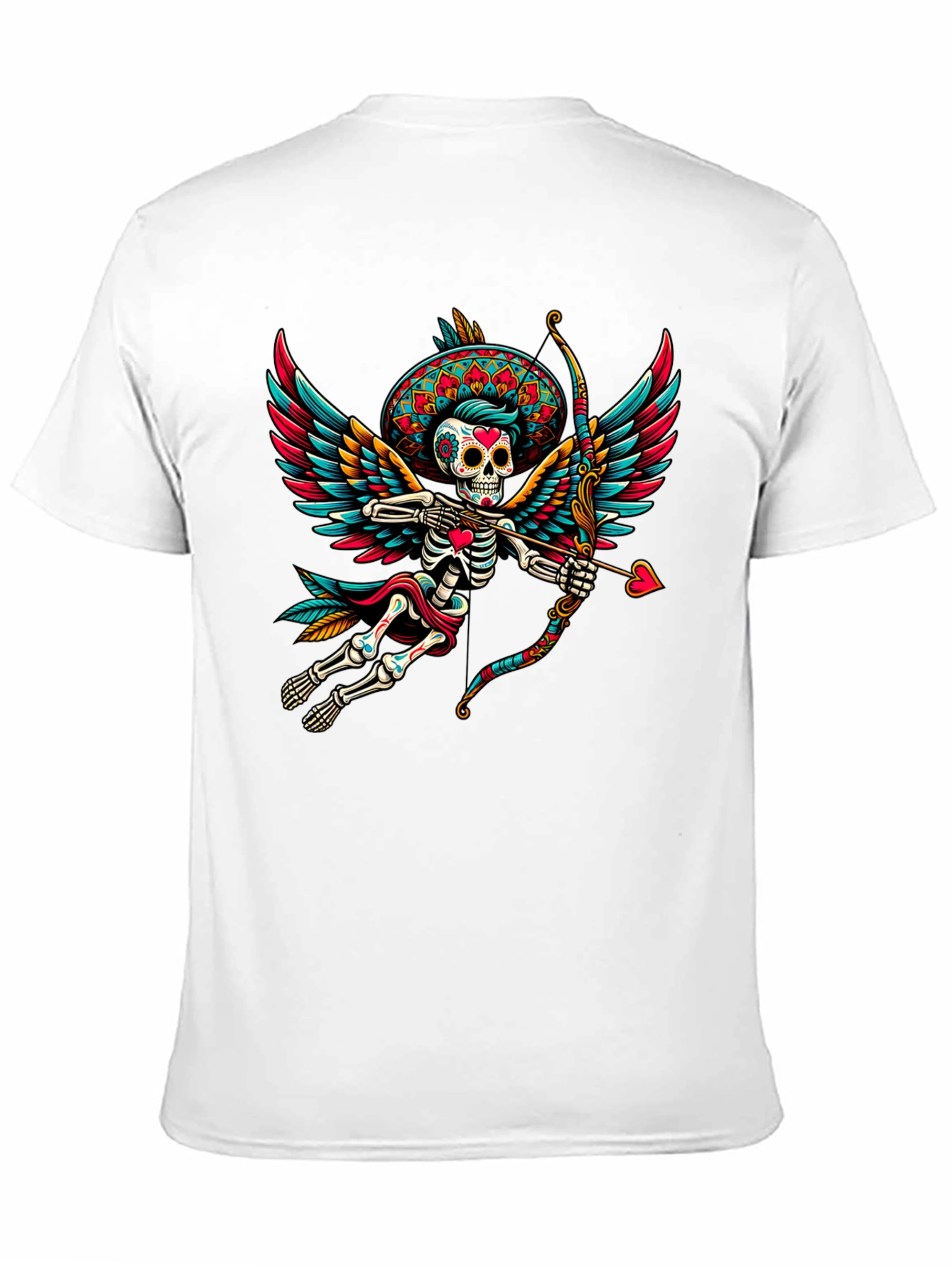 Black Sugar Skull Cupid T-Shirt - Unique Dia de los Muertos Design view 11