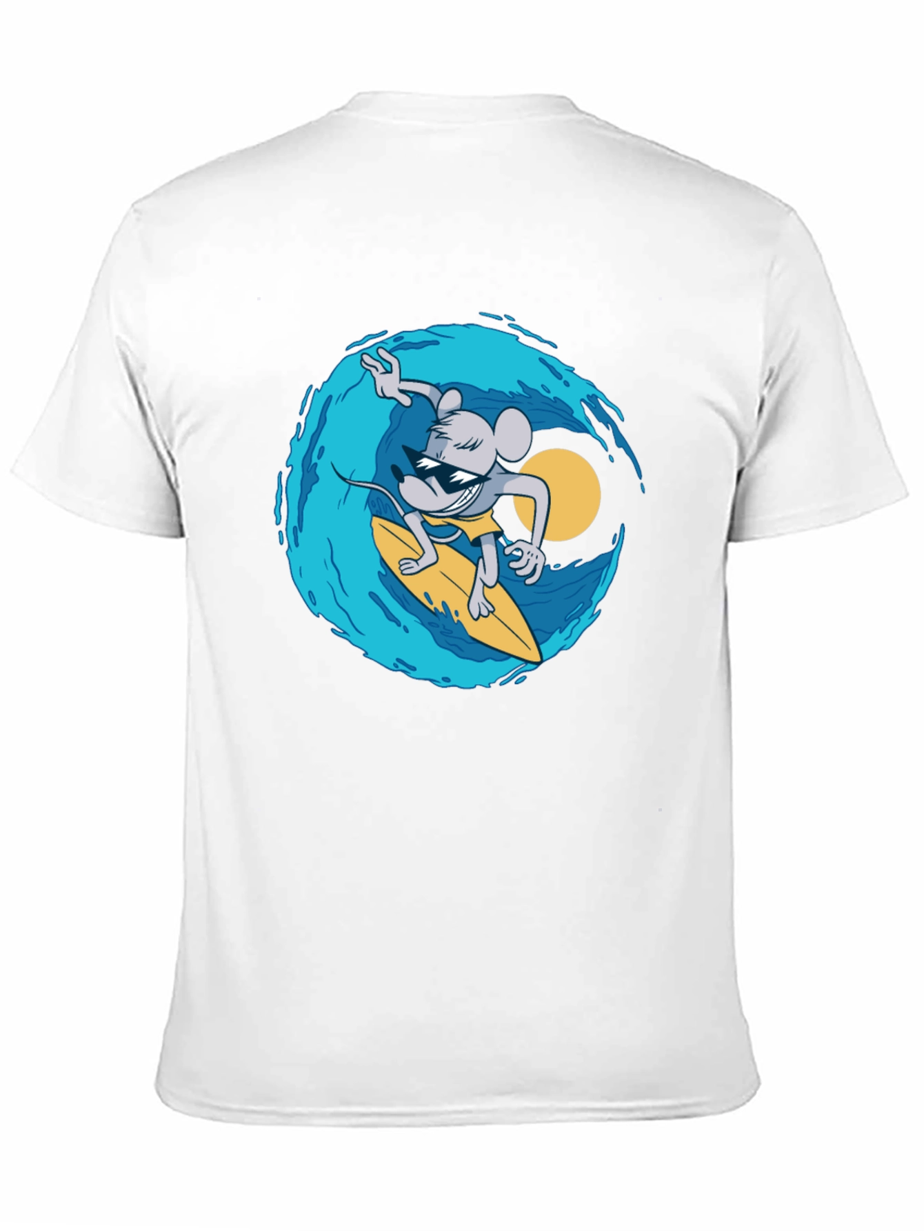 Black Surfing Mouse Graphic Tee - Cool Black T-Shirt view 11