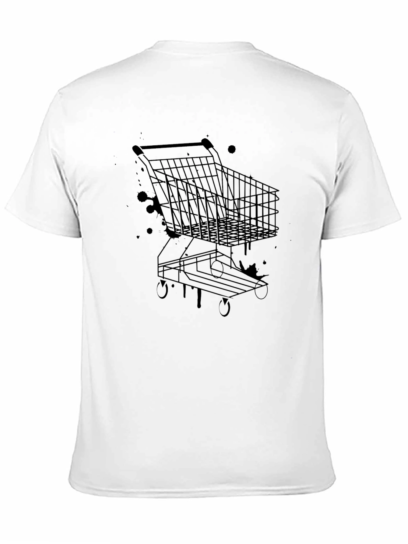 Black Shopping Cart Graphic Tee - Black Cotton T-Shirt view 11