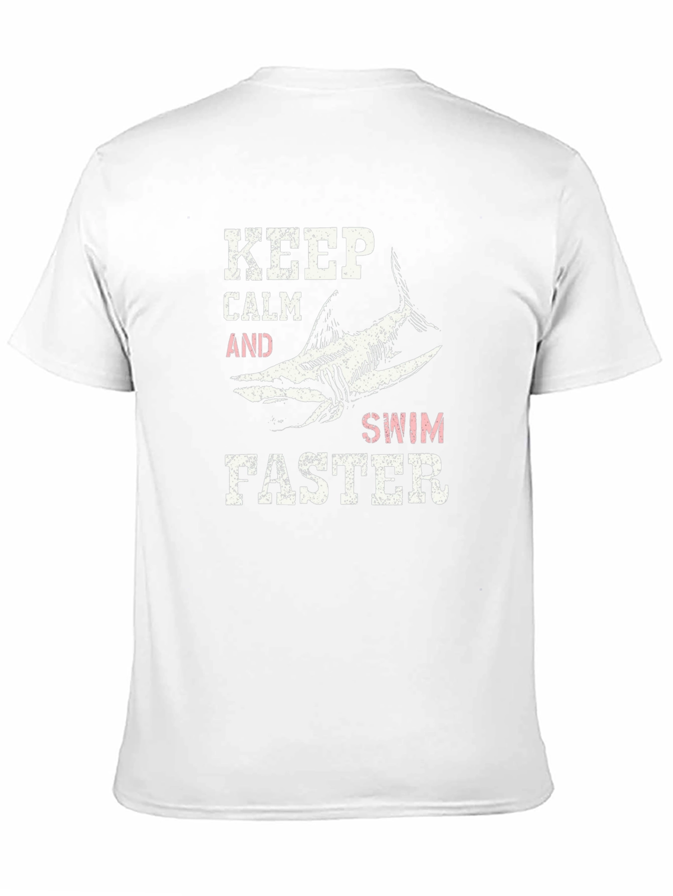 Black Keep Calm Swim Faster Shark Graphic T-Shirt view 11