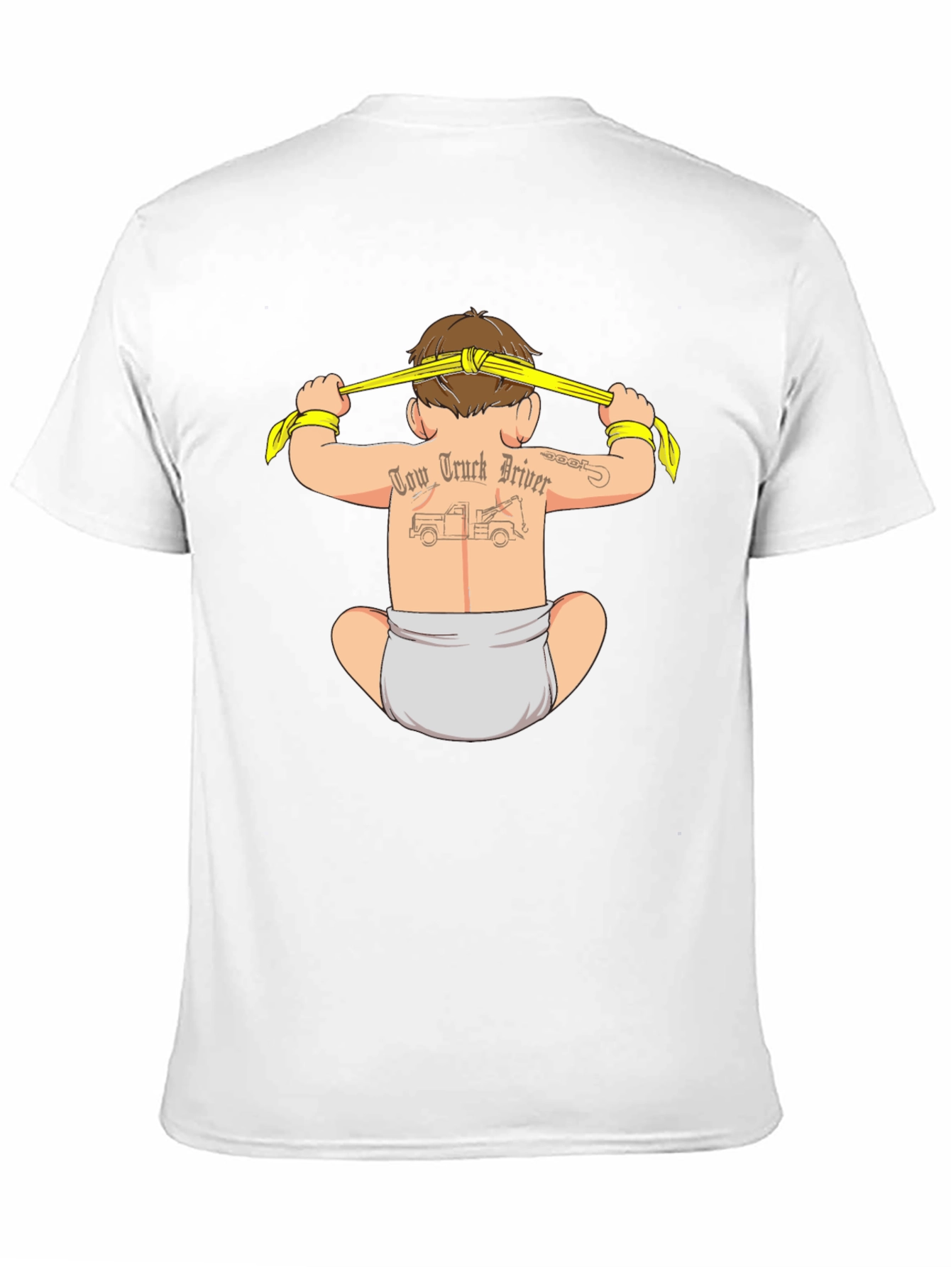 Black Tow Truck Driver Baby Tattoo T-Shirt view 11