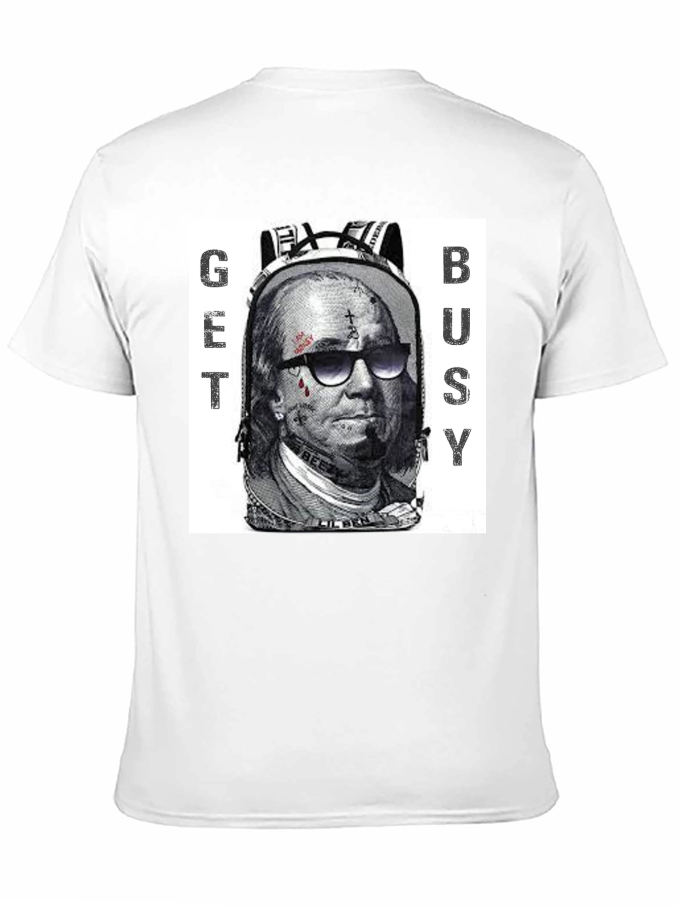 Black Get Busy Graphic T-Shirt - Unique Design view 11