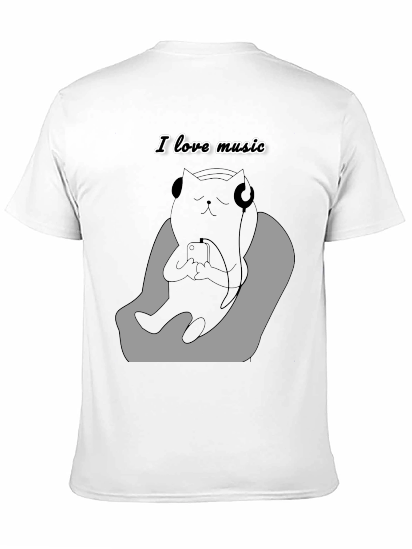 Black Cool Cat Music Lover Graphic Tee view 11