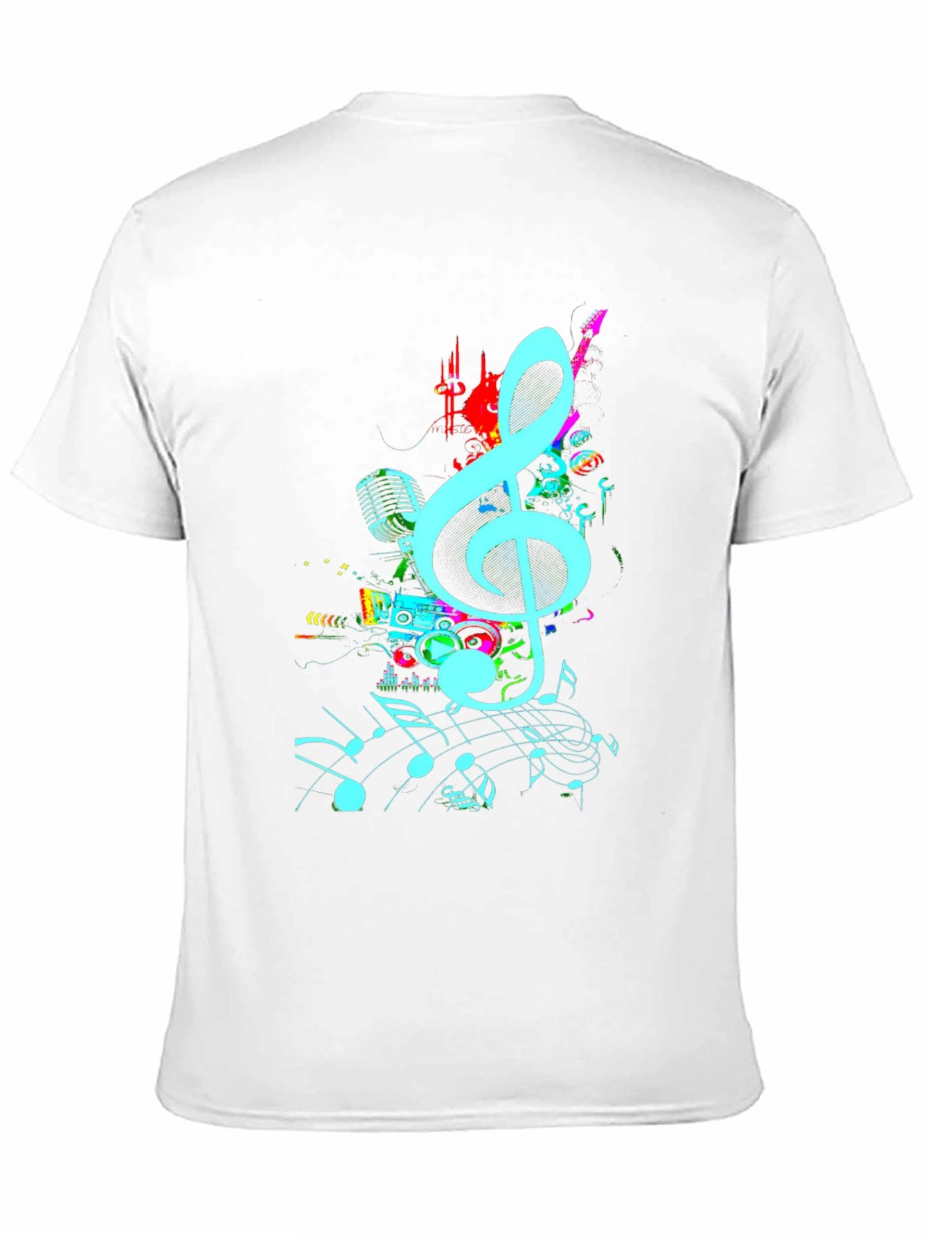 Black Musical Notes Graphic Print Black T-Shirt view 11