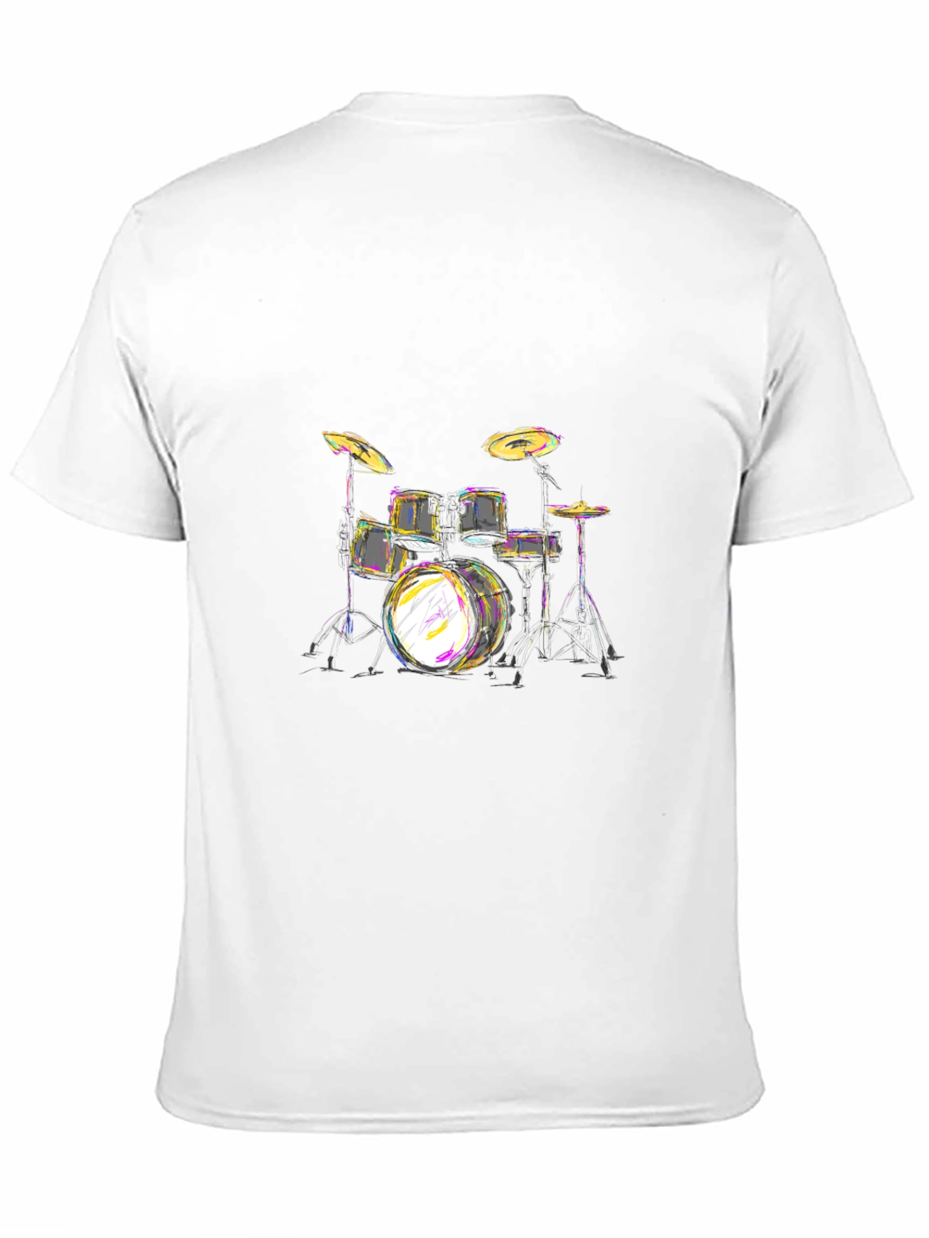 Black Drum Set Graphic Tee - Black Cotton T-Shirt view 11