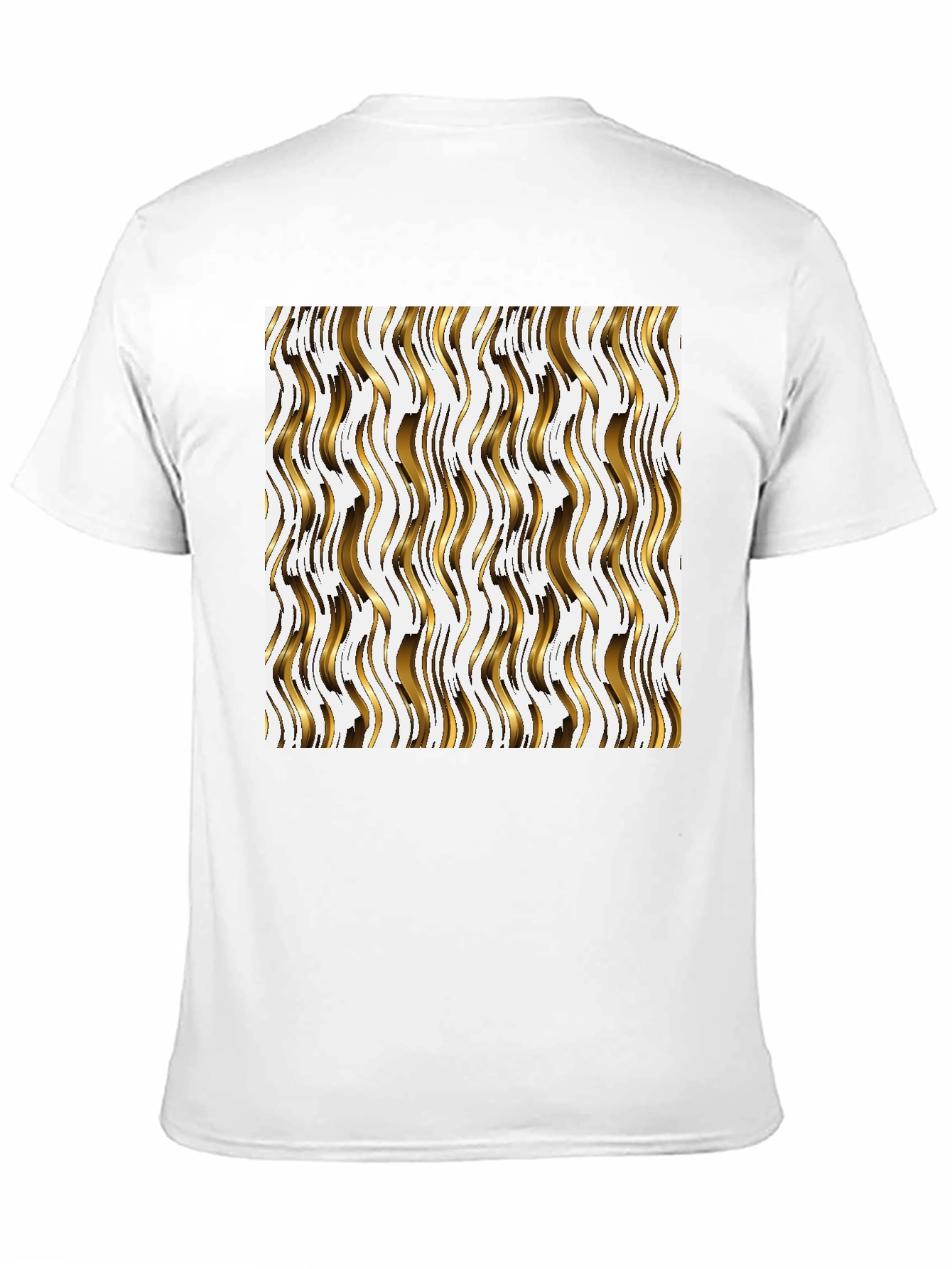 Black Gold Wave Pattern Black Tee - Modern Style view 11