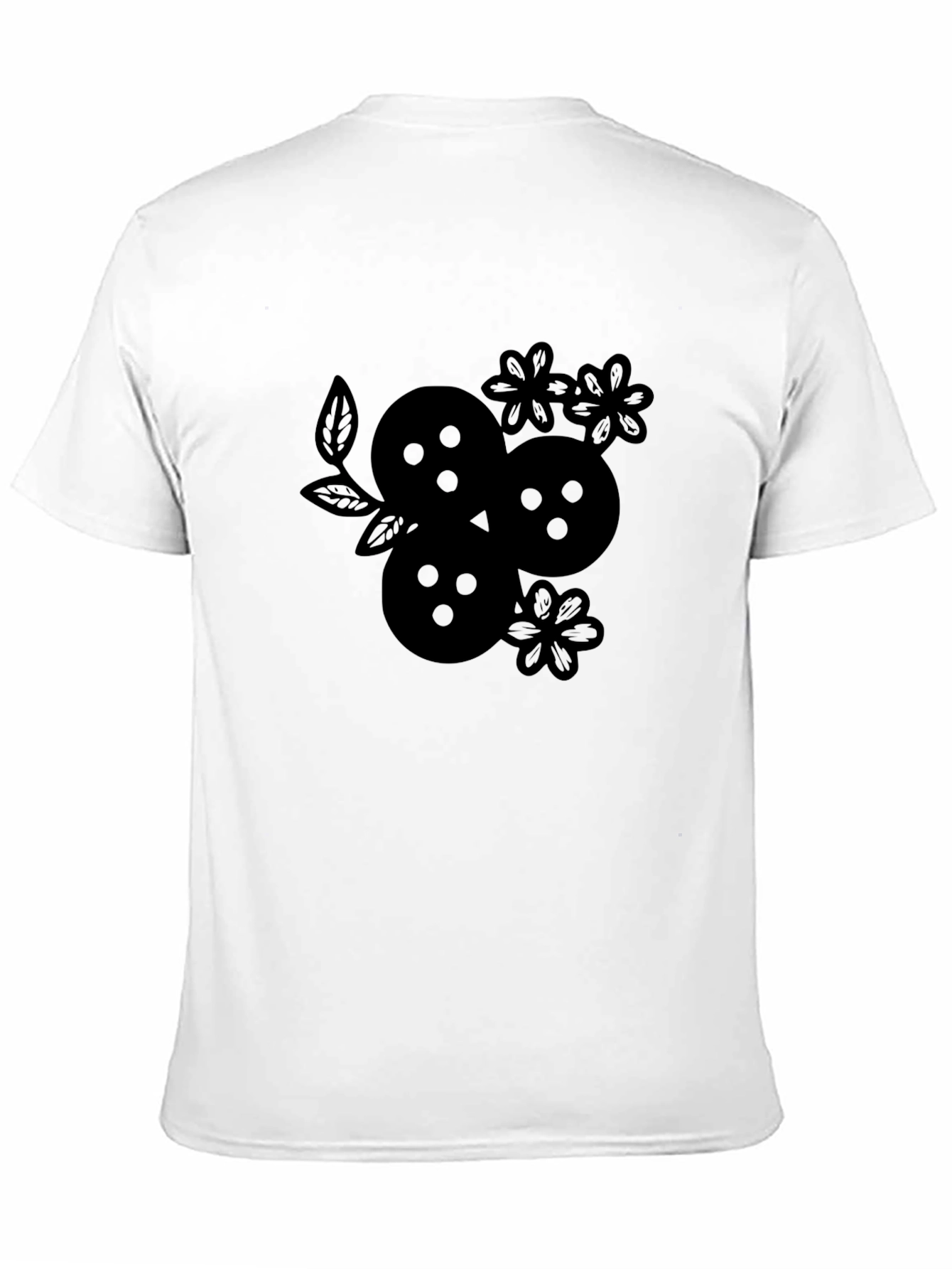 Black Black Graphic Tee - Floral Fruit Design view 11