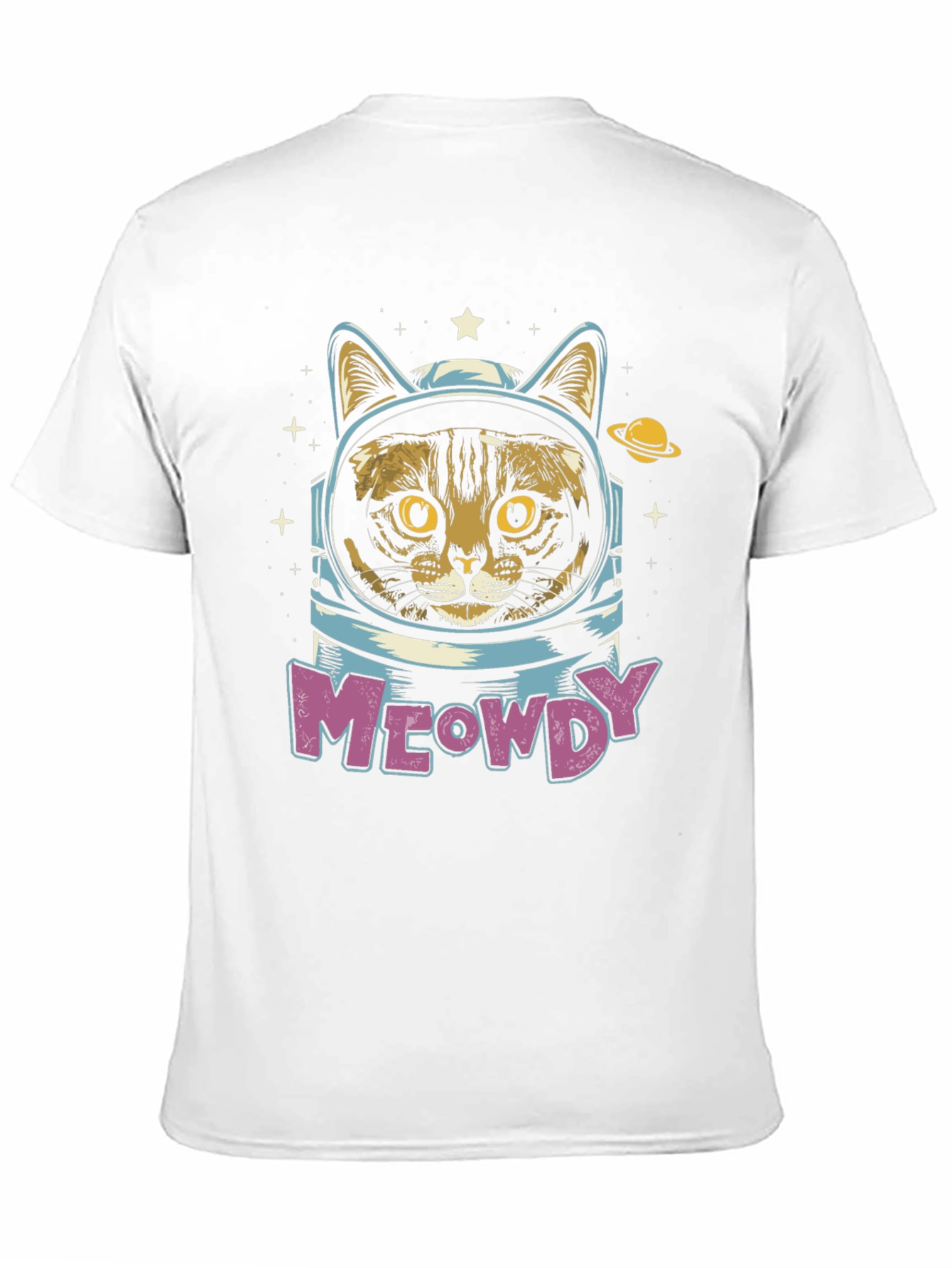 Black Meowdy Cat Astronaut T-Shirt - Space Kitty Tee view 11