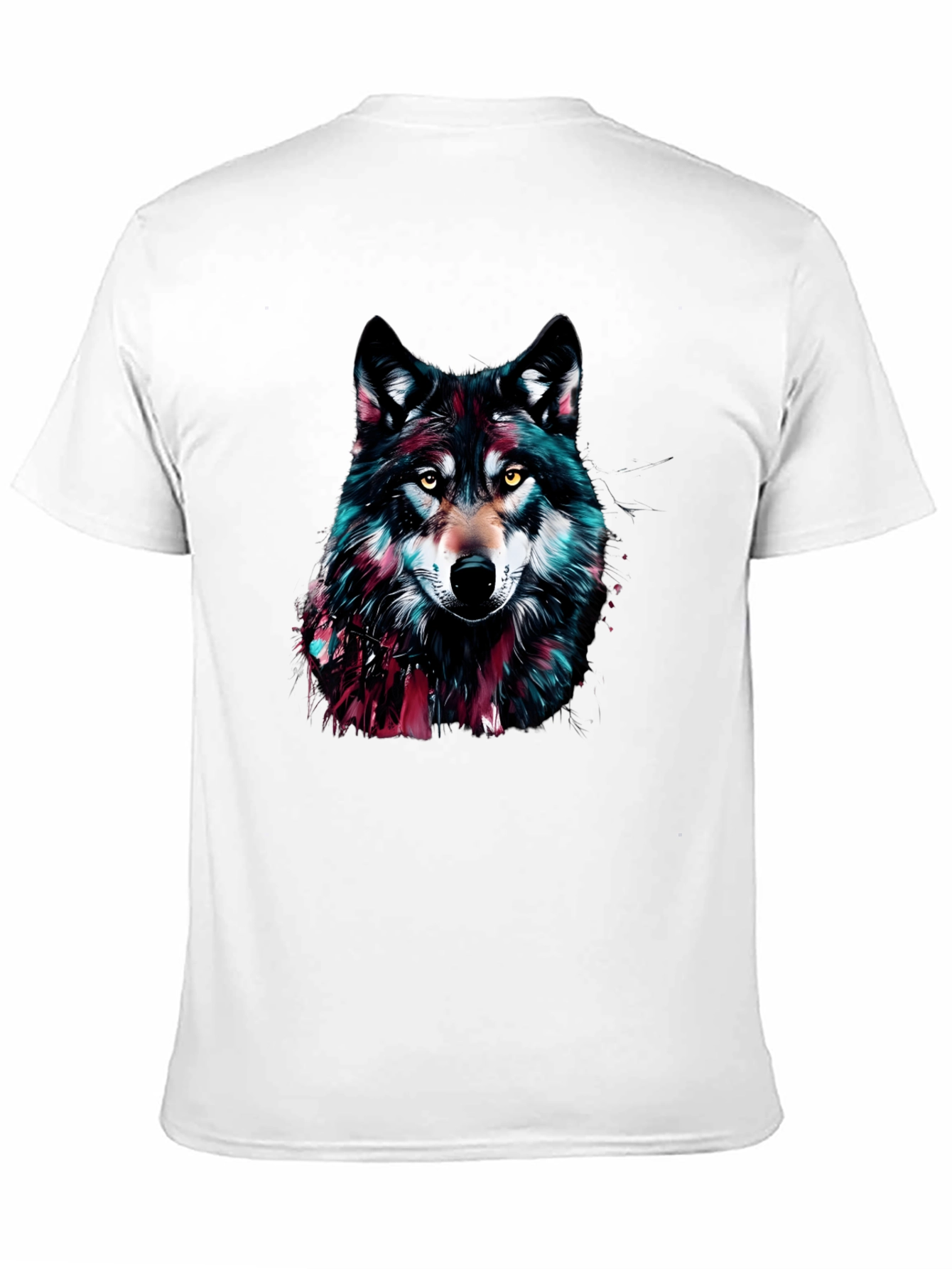 Black Wolf Graphic Print Crew Neck Men's T-Shirt view 11
