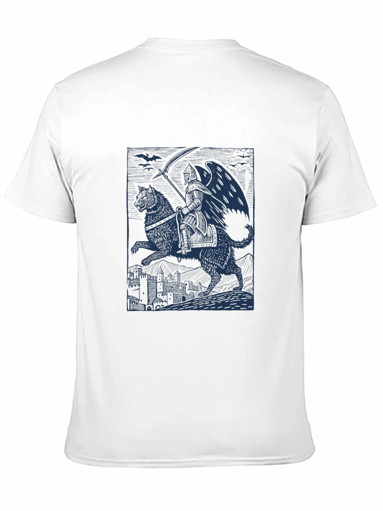 Grim Reaper Wolf Rider Graphic Tee - Black Cotton - 11