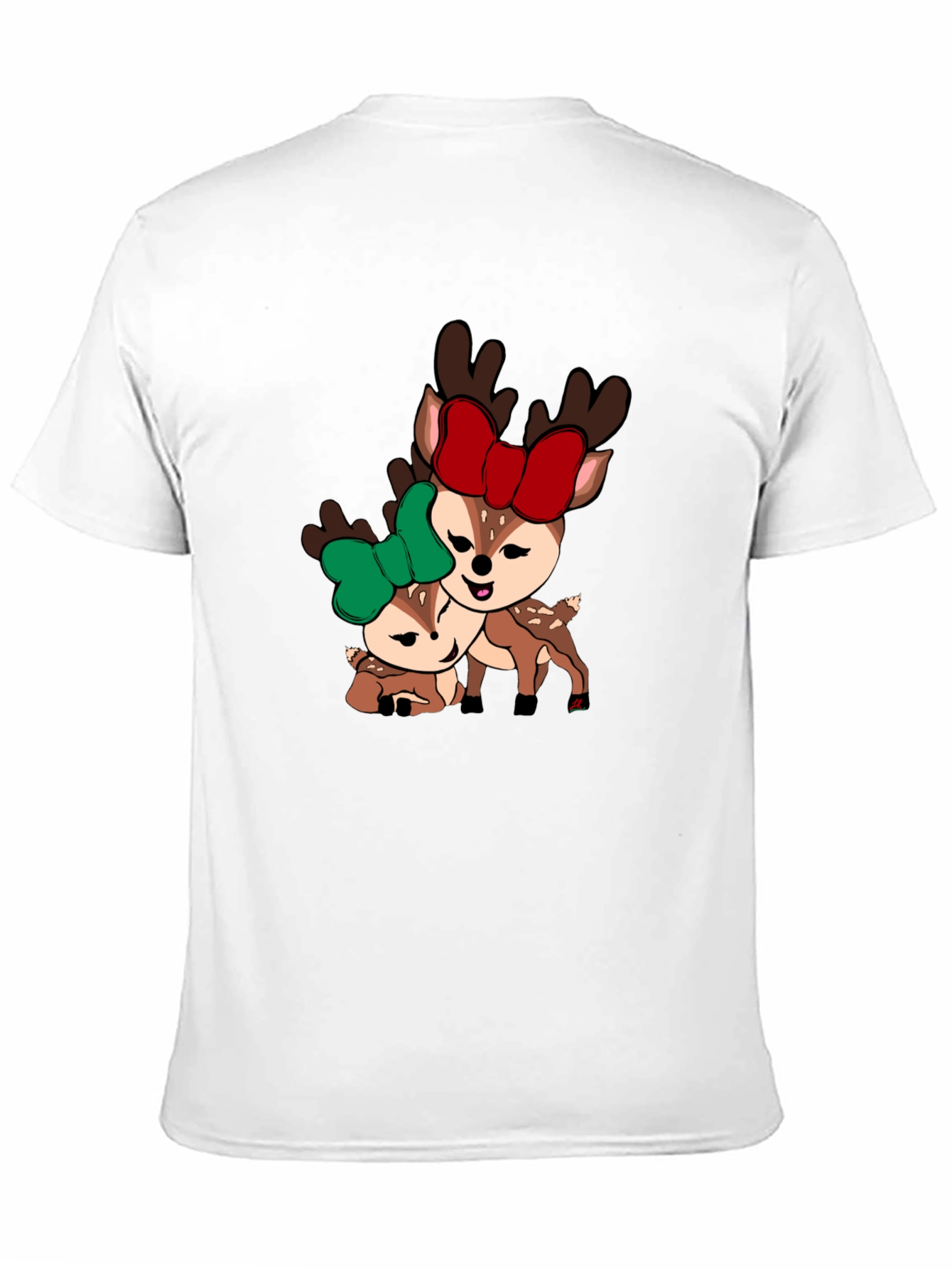 Black Cute Deer Couple T-Shirt - Holiday Season Apparel view 11
