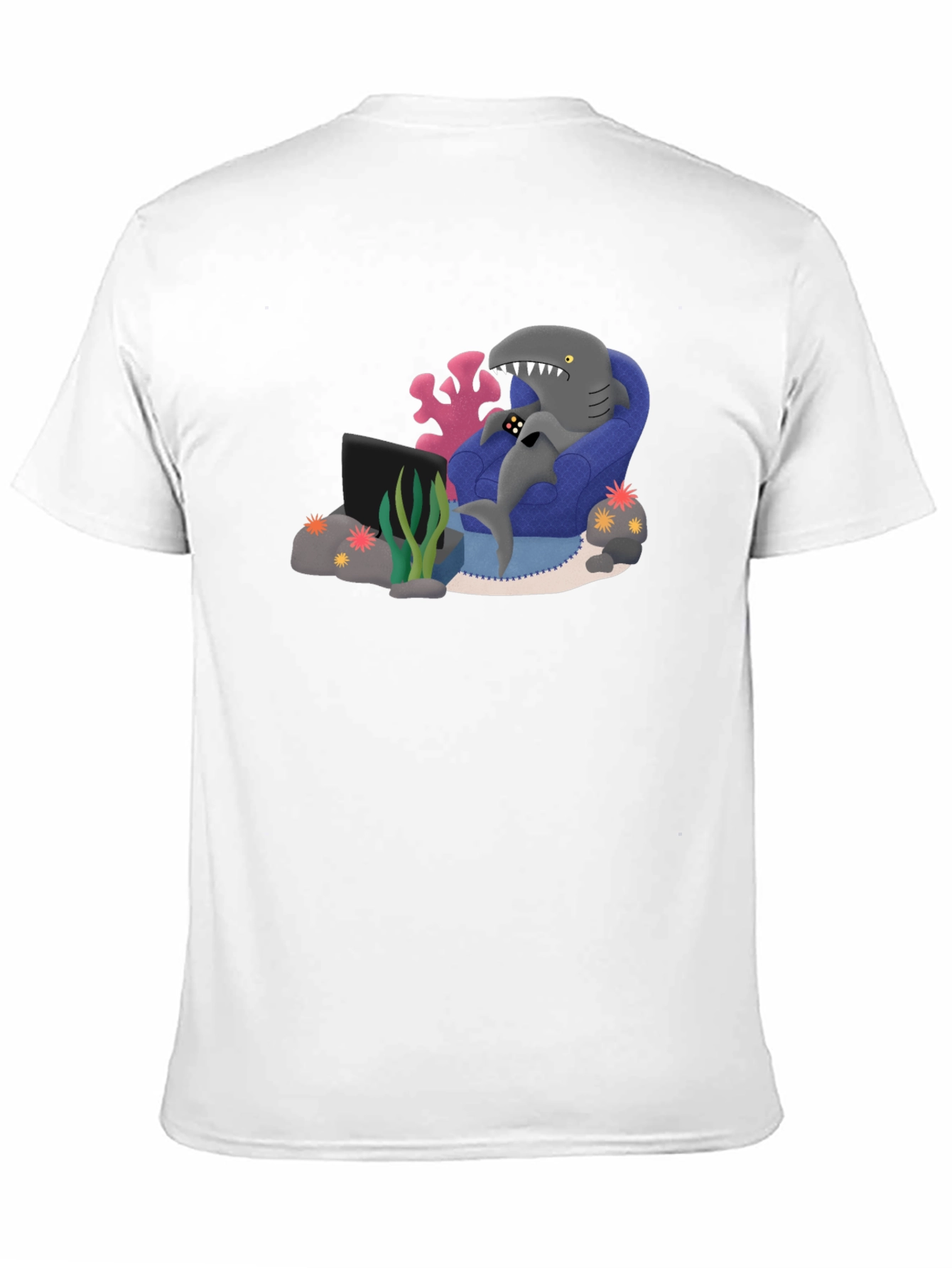 Black Gamer Shark Graphic Tee - Comfy and Fun! view 11