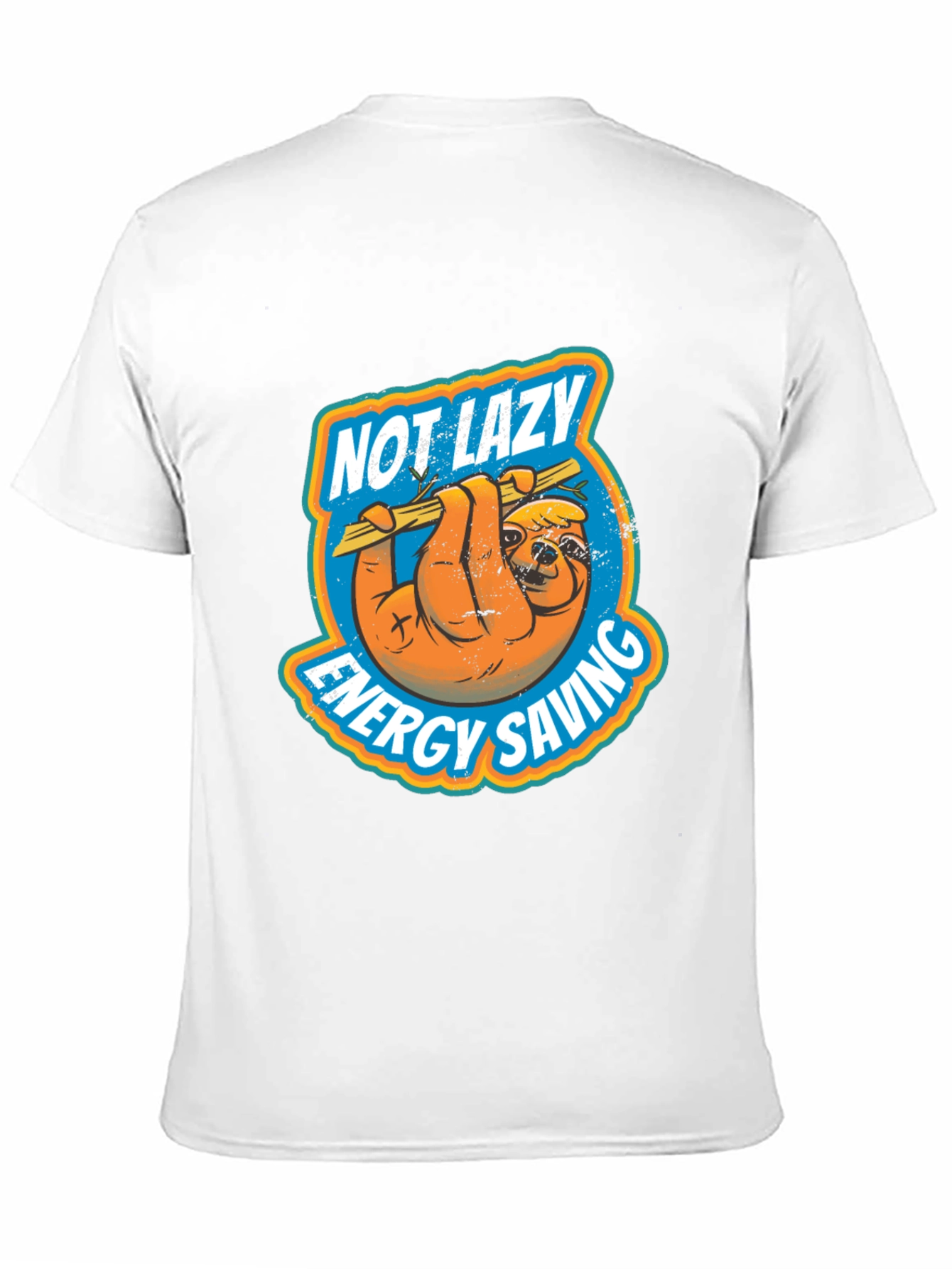 Black Not Lazy Energy Saving Sloth Graphic T-Shirt view 11