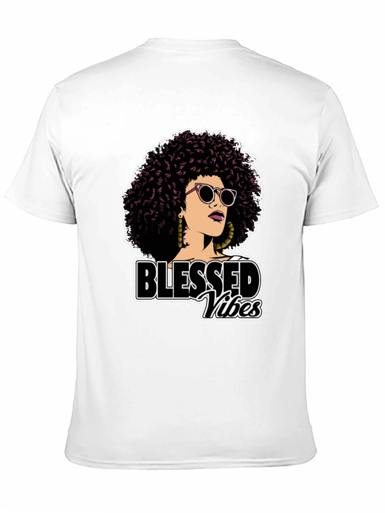 Black Blessed Vibes Graphic Tee - Stylish Afro Woman Design view 11
